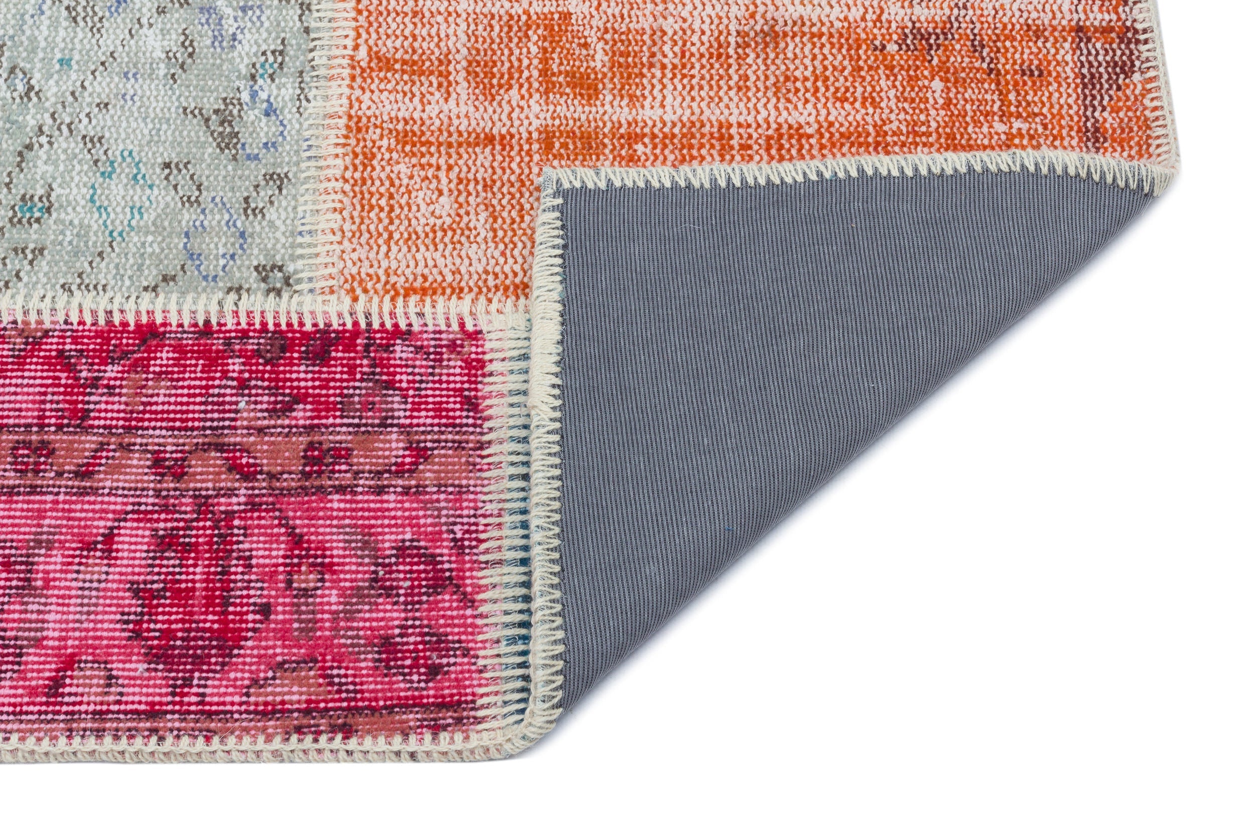 Iskece 31432 Beige Patchwork Wool Handmade Area Rug 2'7" x 4'11"