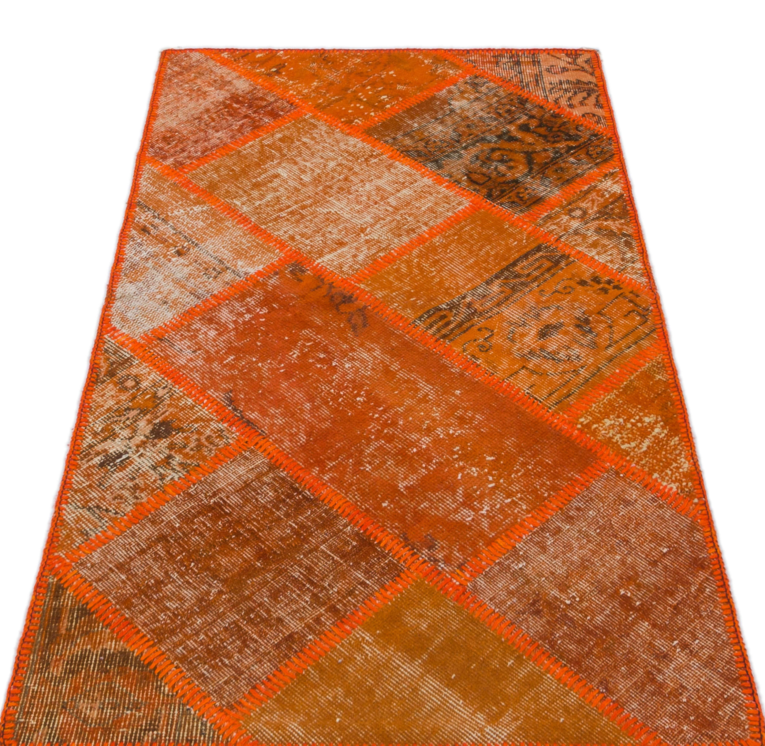 Iskece 31437 Orange Vintage Wool Handmade Area Rug 2'7" x 4'11"