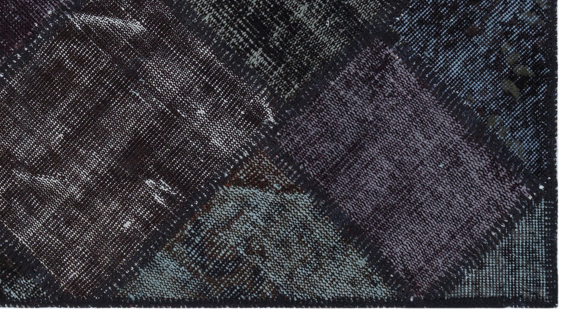Iskece 31438 Black Patchwork Wool Handmade Area Rug 2'7" x 4'11"