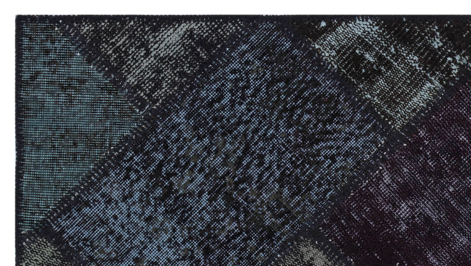 Iskece 31438 Black Patchwork Wool Handmade Area Rug 2'7" x 4'11"