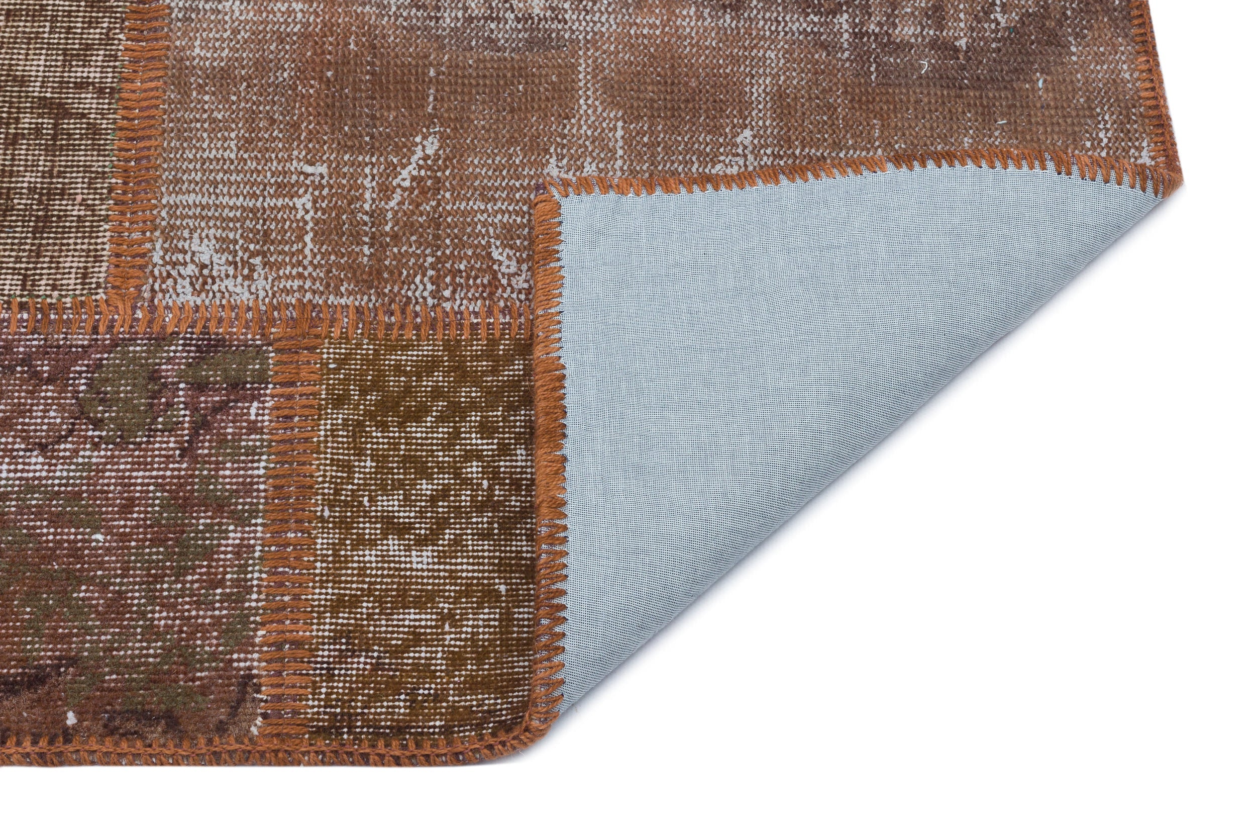 Iskece 31439 Brown Patchwork Wool Handmade Area Rug 2'7" x 4'11"
