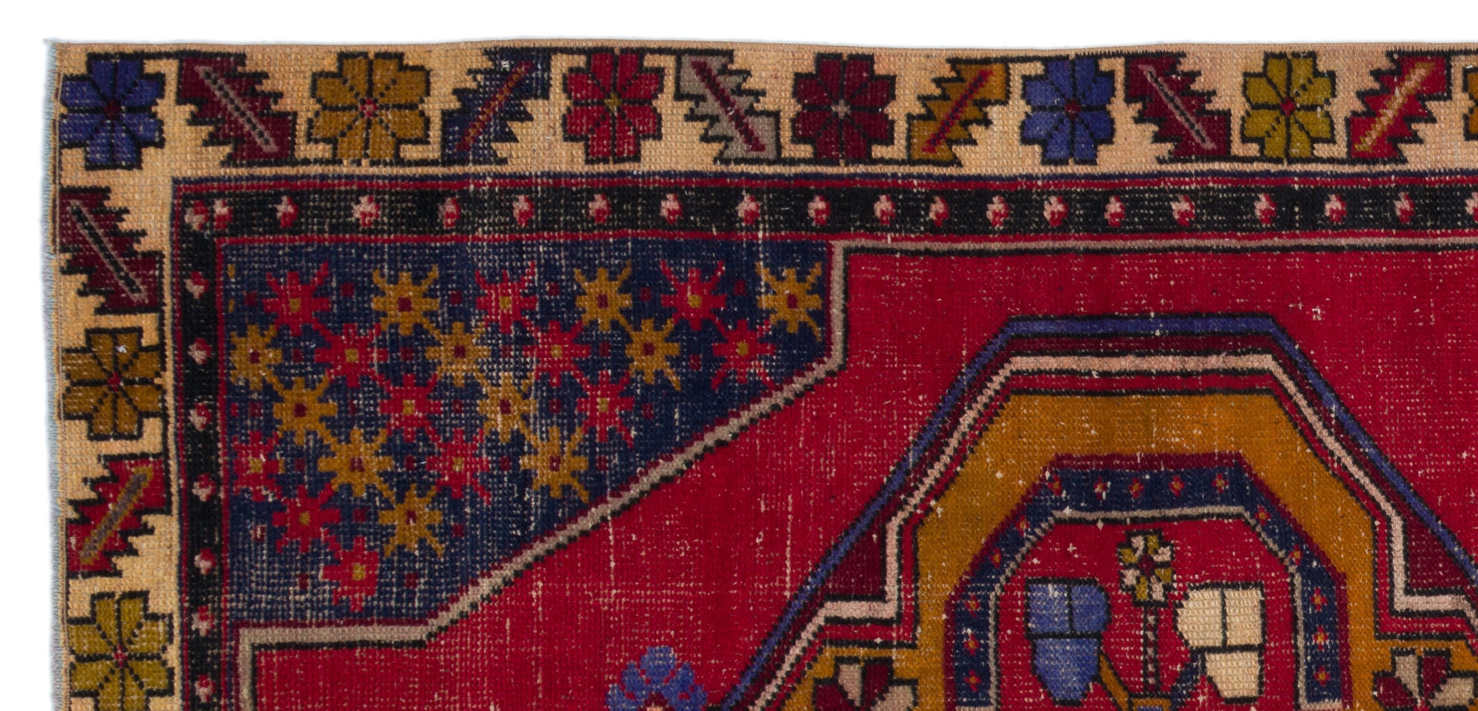 Kavala Red Classic Wool Handmade Area Rug 3'6" x 7'7"