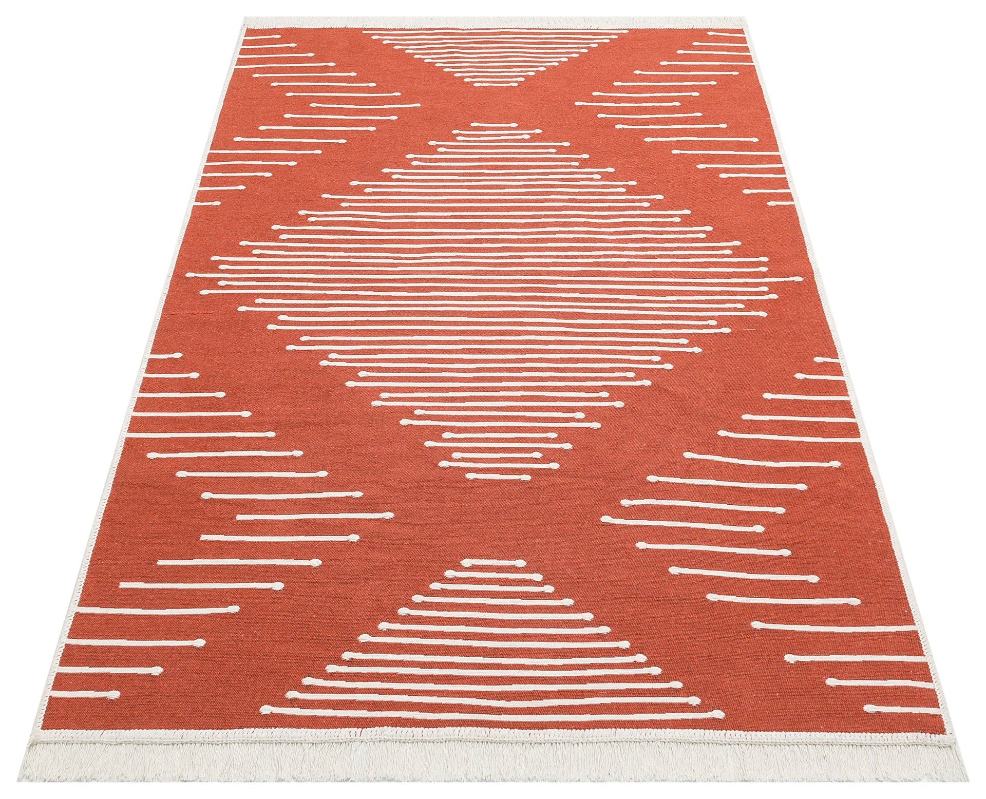 Cotton Kilim Rug – Double Sided Geometric Flatweave Area Rug | Washable Non Slip