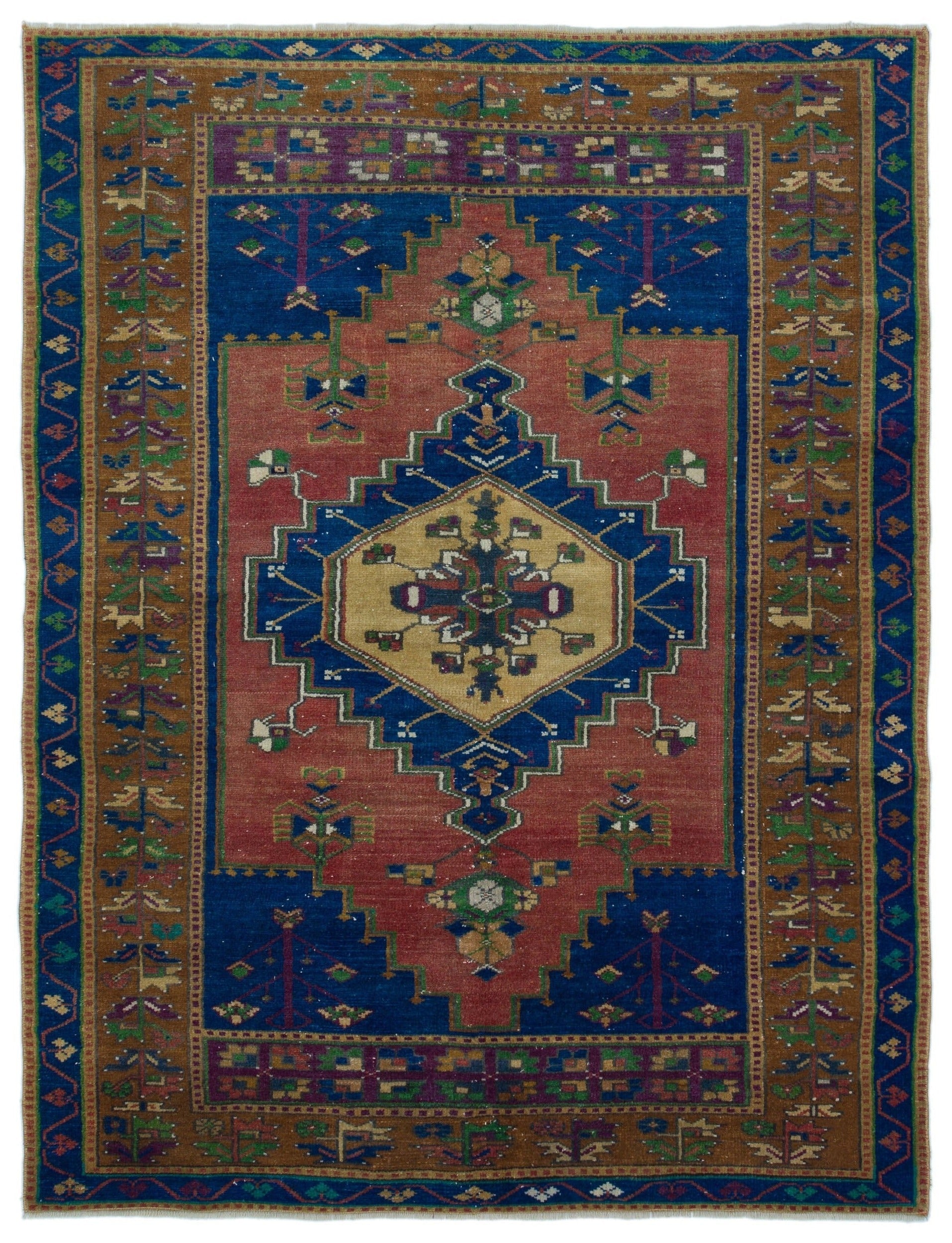 Kavala Brown Classic Wool Handmade Area Rug 4'4" x 5'9"