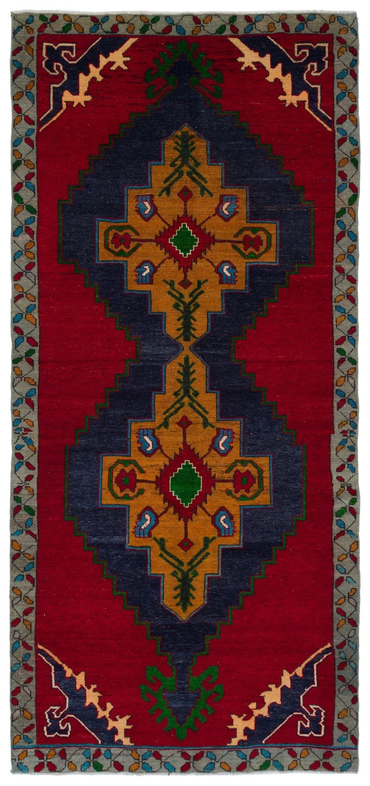 Kavala Red Classic Wool Handmade Area Rug 4'10" x 10'10"