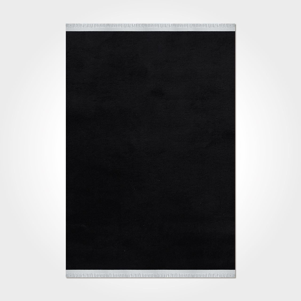 Chenille Area Rug – Black Flat Cotton Machine Made Rug with 20 mm Pile