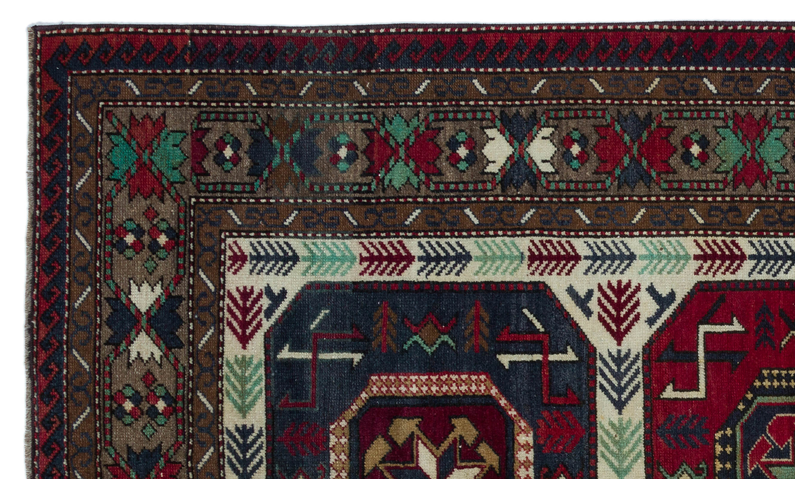 Kavala Burgundy Classic Wool Handmade Area Rug 4'6" x 7'7"