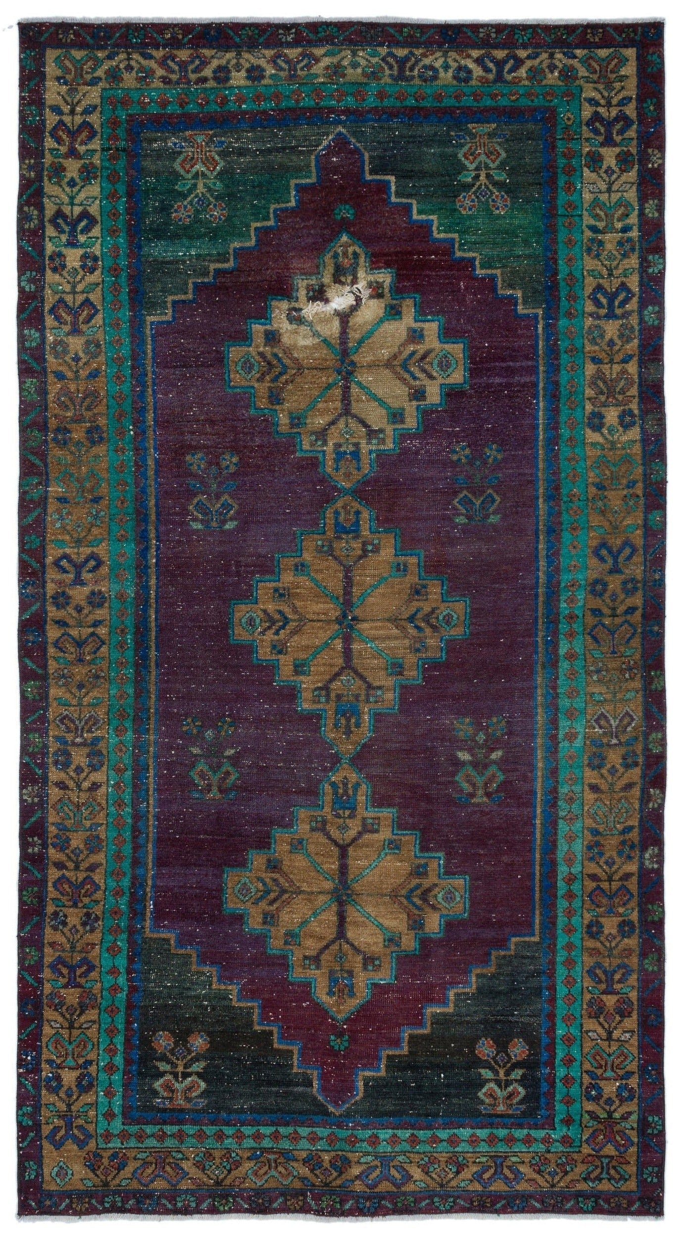 Kavala Purple Classic Wool Handmade Area Rug 4'4" x 8'2"