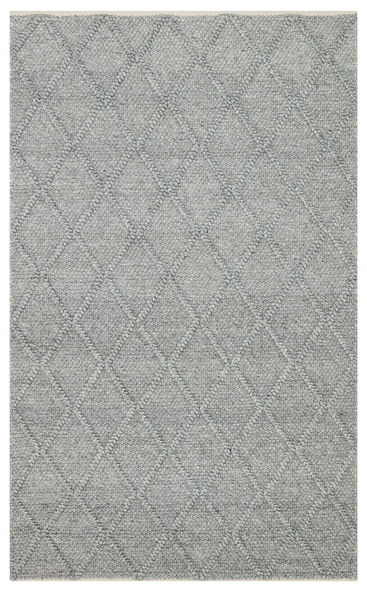 Hand-Knitted Rug - Grey Geometric Flatweave Carpet with Soft Texture