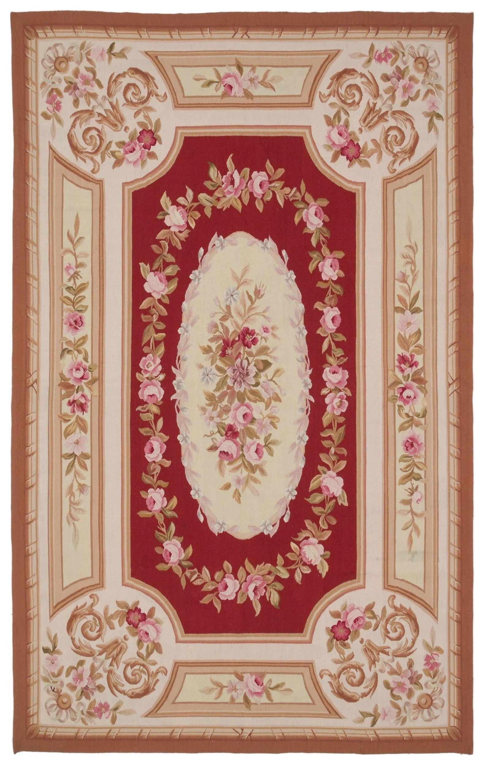 Kavala Red Classic Wool Handmade Area Rug 5'0" x 8'1"