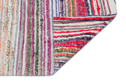 Girit Pink Striped Wool Handmade Area Rug 5'7" x 6'11"