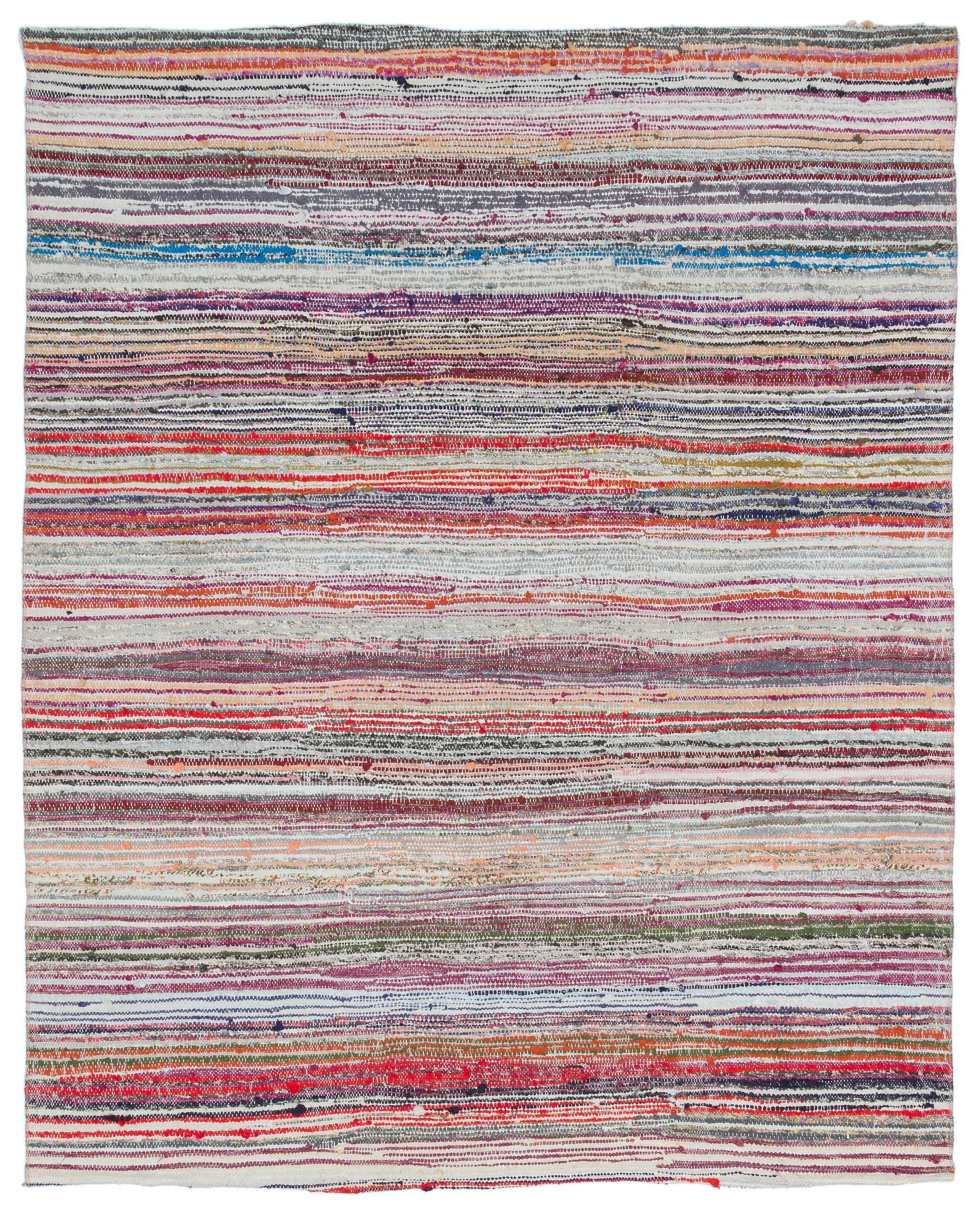 Girit Pink Striped Wool Handmade Area Rug 5'7" x 6'11"
