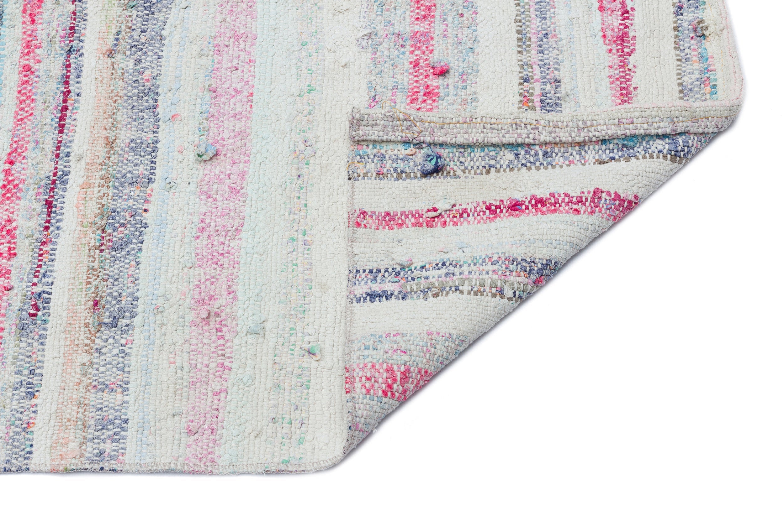 Girit Beige Striped Wool Handmade Area Rug 3'7" x 10'2"