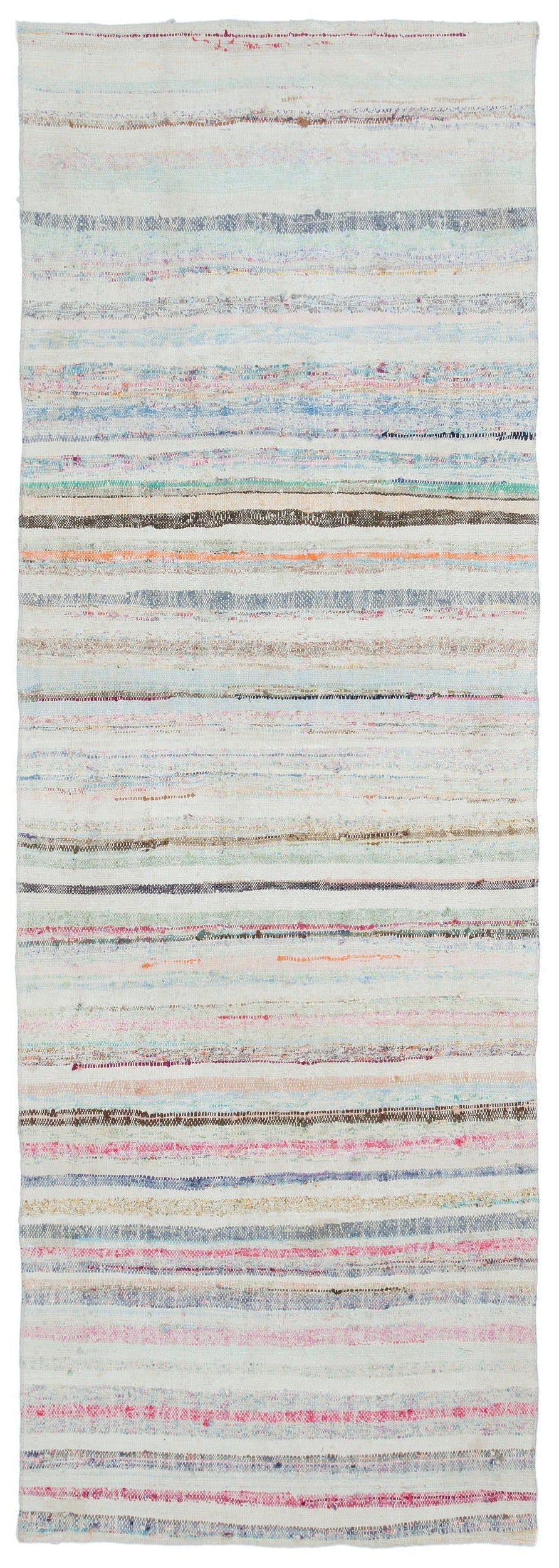 Girit Beige Striped Wool Handmade Area Rug 3'7" x 10'2"