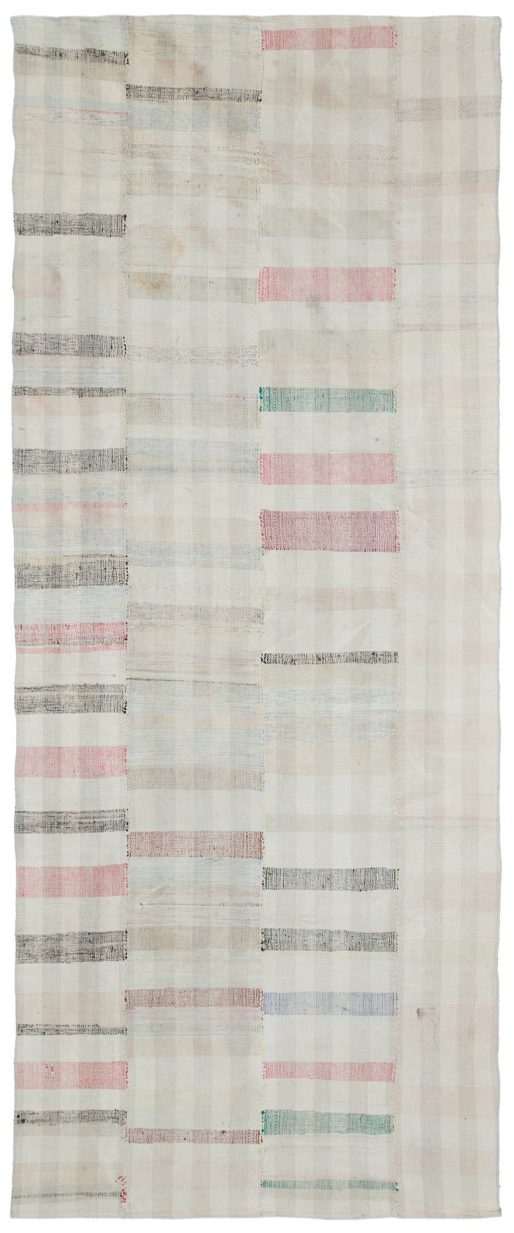 Girit Beige Striped Wool Handmade Area Rug 4'6" x 10'10"