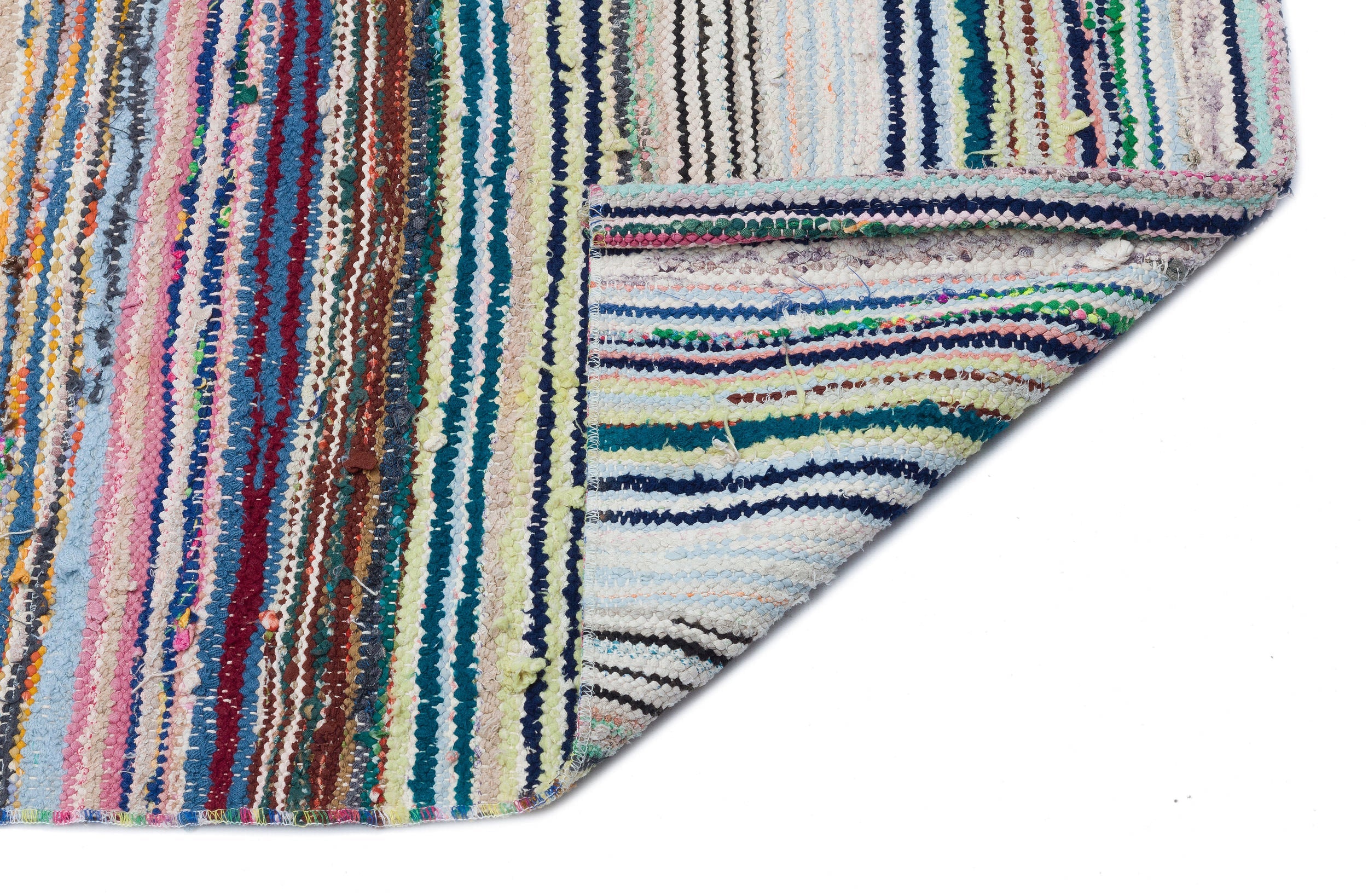 Girit 31685 Beige Striped Wool Handmade Area Rug 5'3" x 8'6"