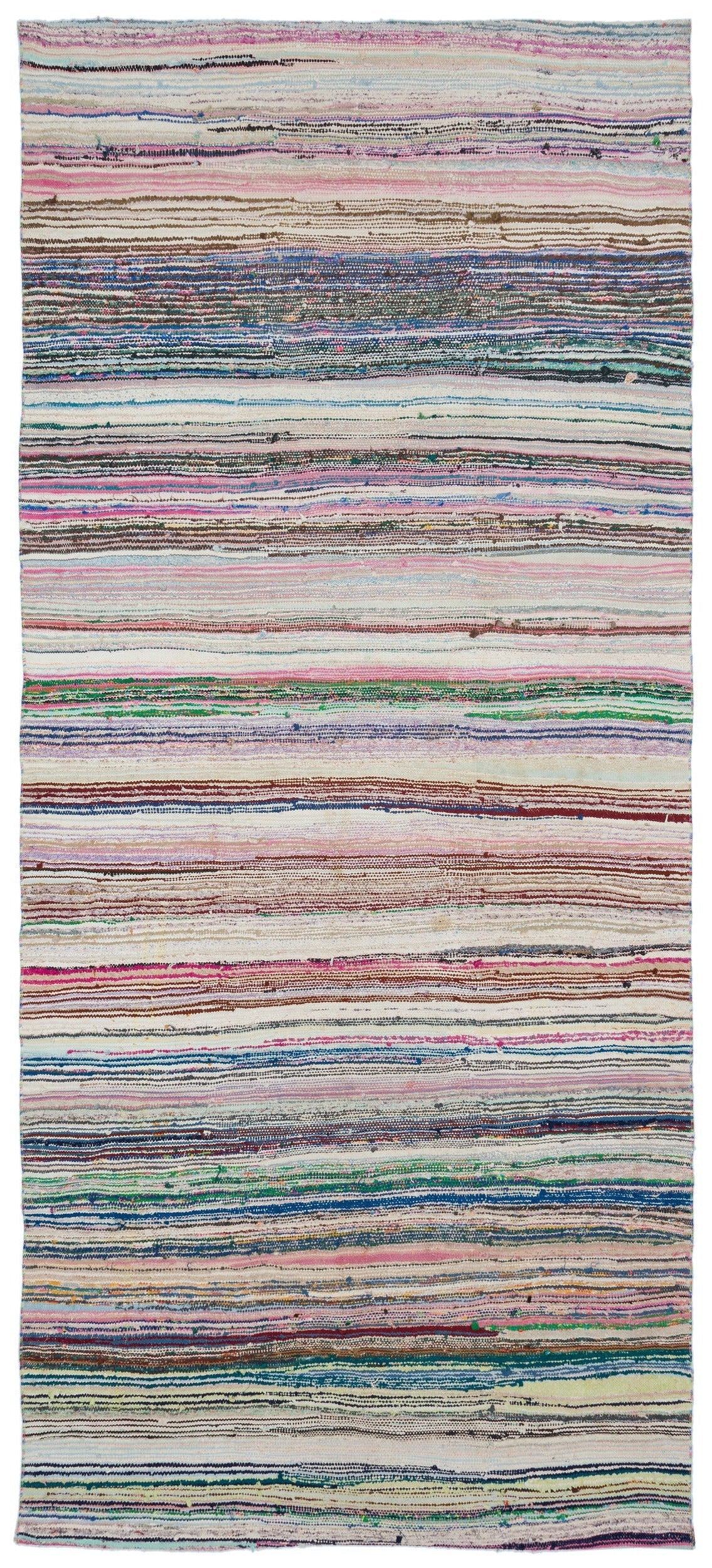 Girit 31685 Beige Striped Wool Handmade Area Rug 5'3" x 8'6"