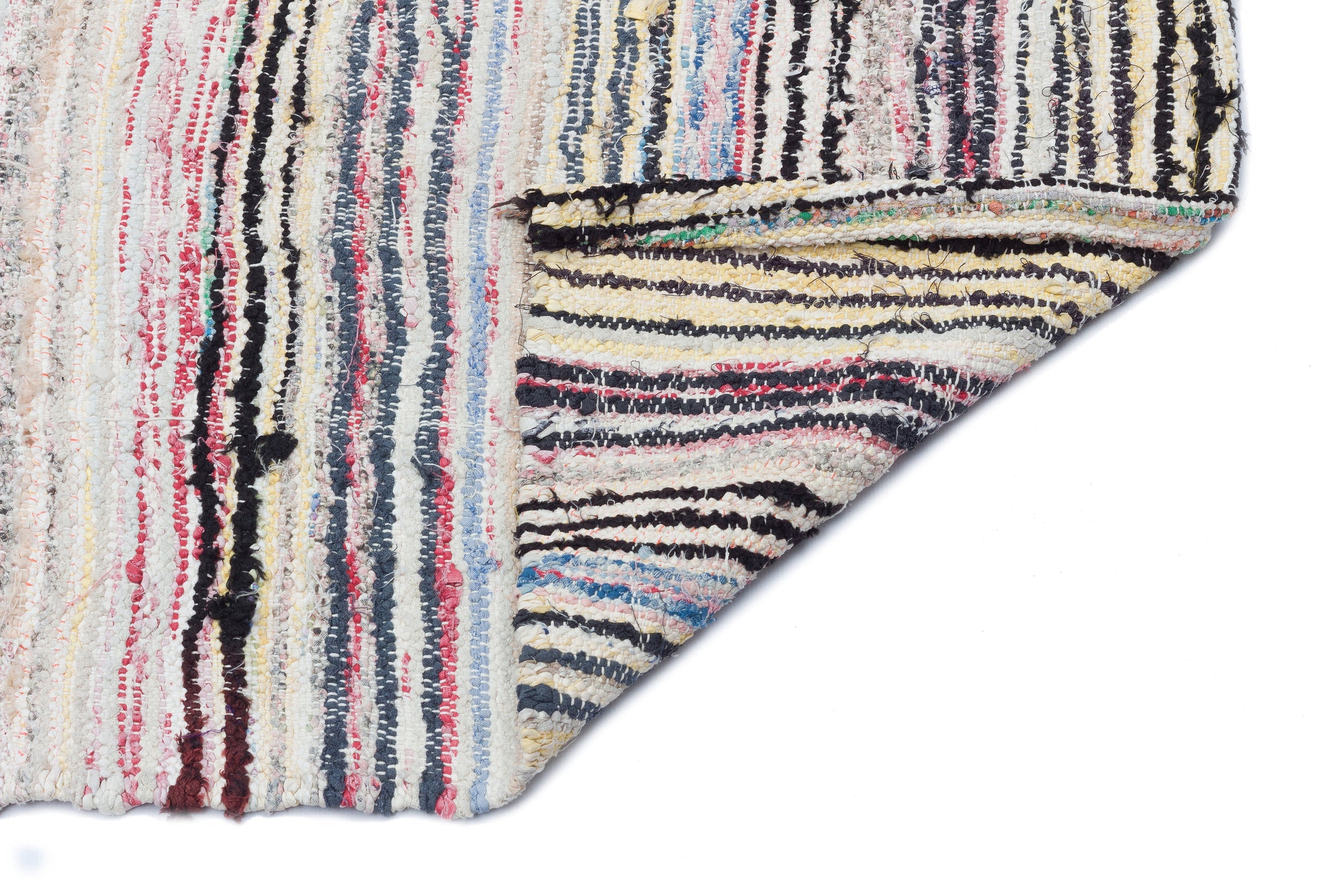 Girit Beige Striped Wool Handmade Area Rug 5'1" x 10'1"