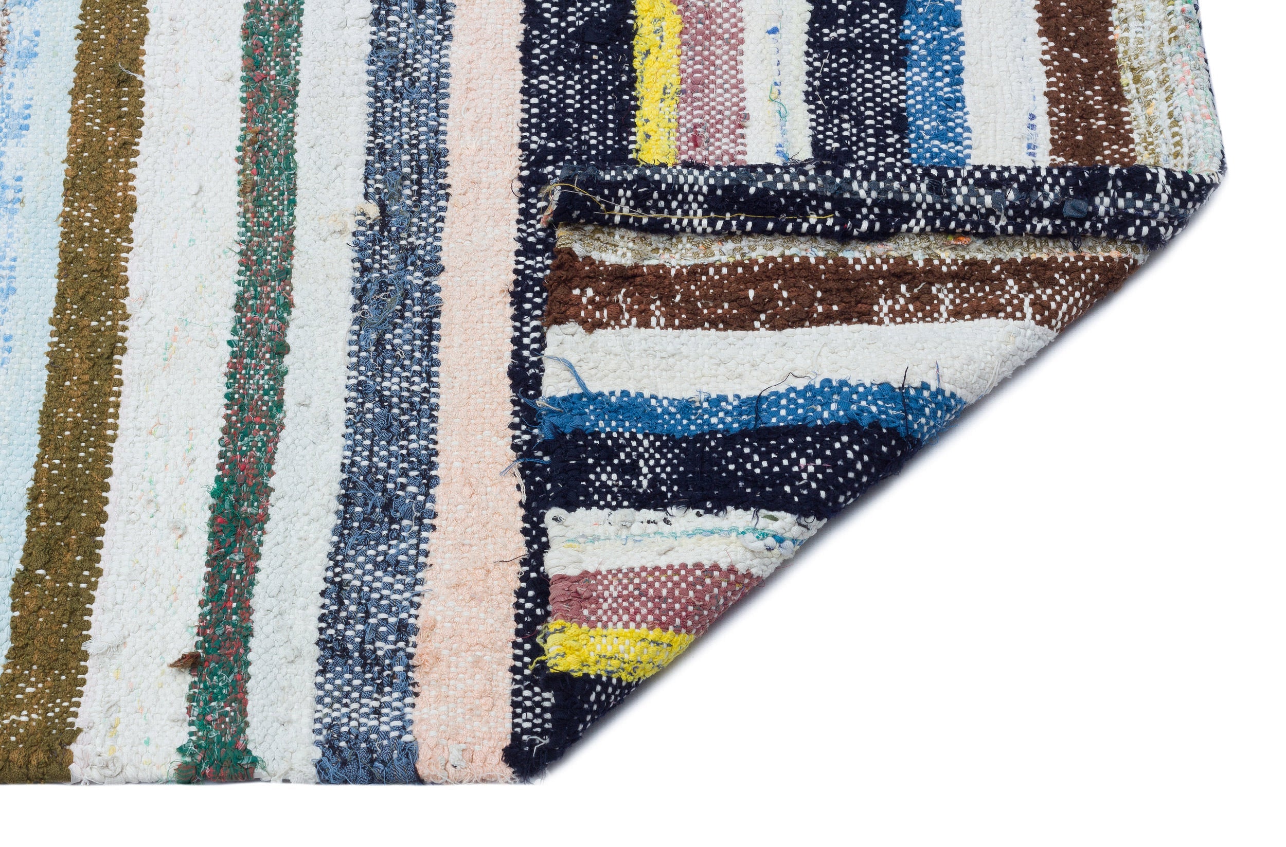 Girit Beige Striped Wool Handmade Area Rug 6'2" x 9'1"