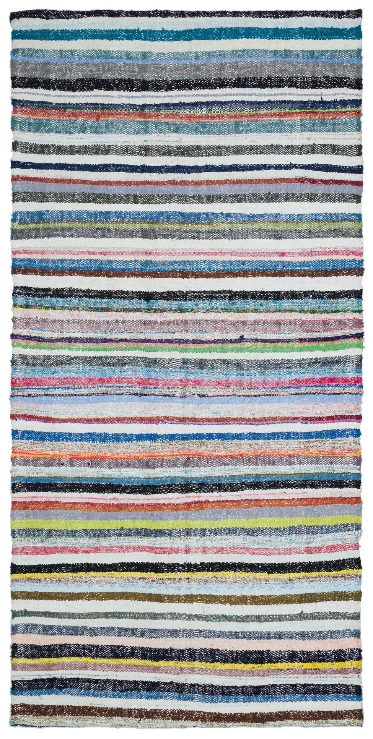 Girit Beige Striped Wool Handmade Area Rug 6'2" x 9'1"