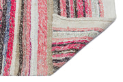 Girit Beige Striped Wool Handmade Area Rug 4'6" x 9'11"