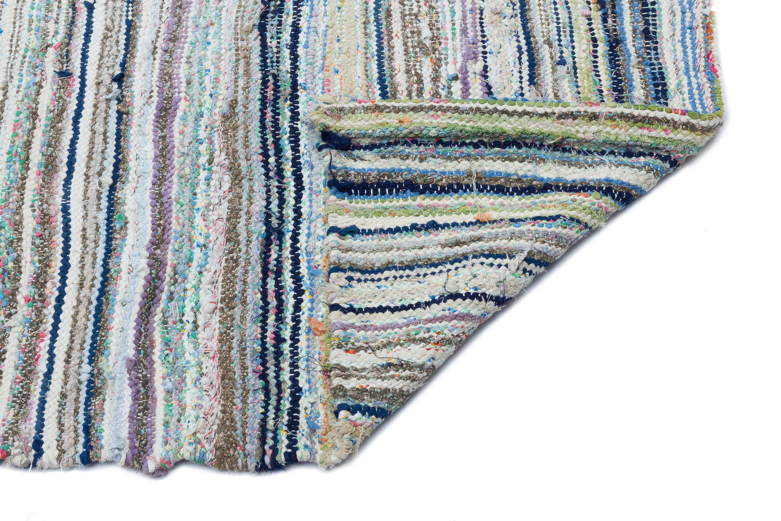 Girit Beige Striped Wool Handmade Area Rug 6'2" x 9'4"