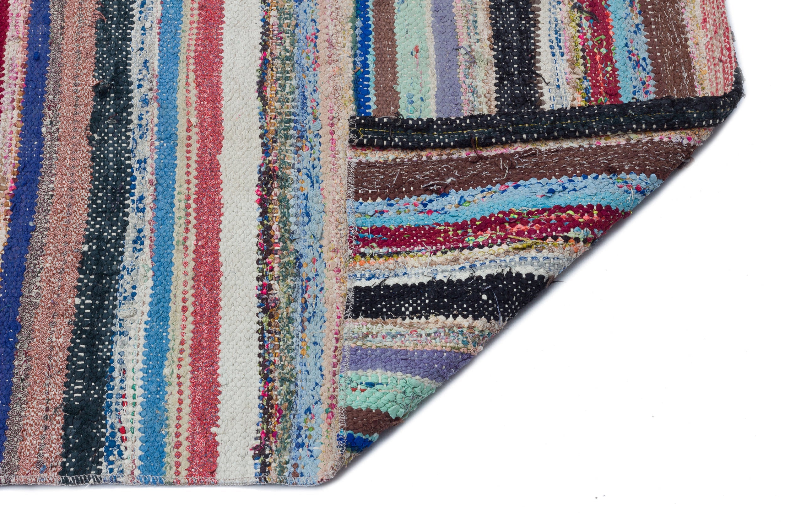 Girit Beige Striped Wool Handmade Area Rug 4'11" x 12'7"