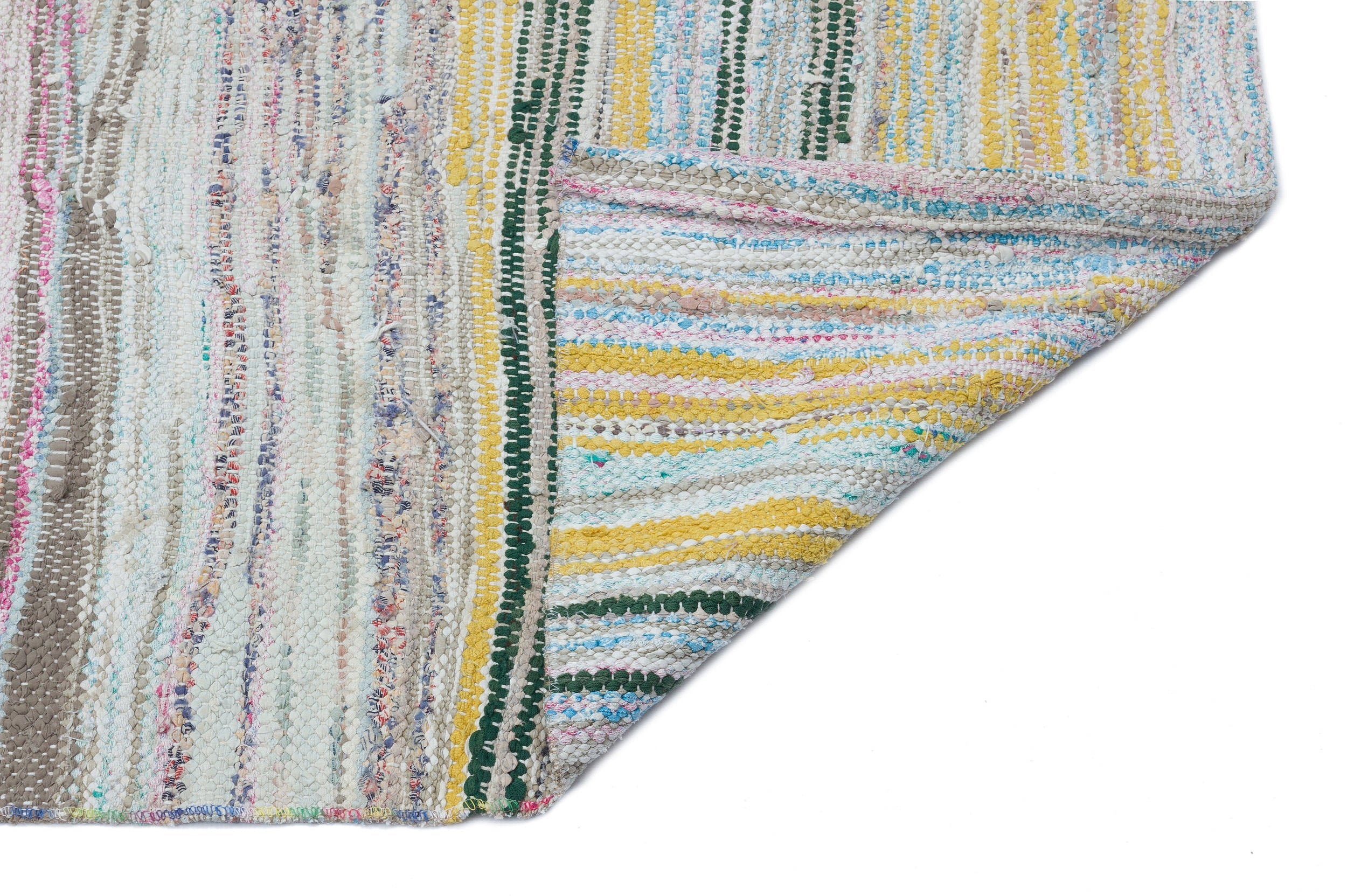 Girit Beige Striped Wool Handmade Area Rug 4'11" x 9'0"
