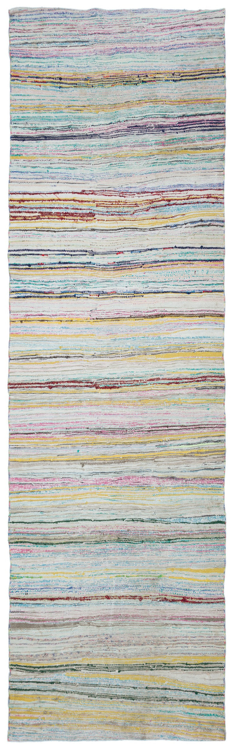 Girit Beige Striped Wool Handmade Area Rug 4'11" x 9'0"