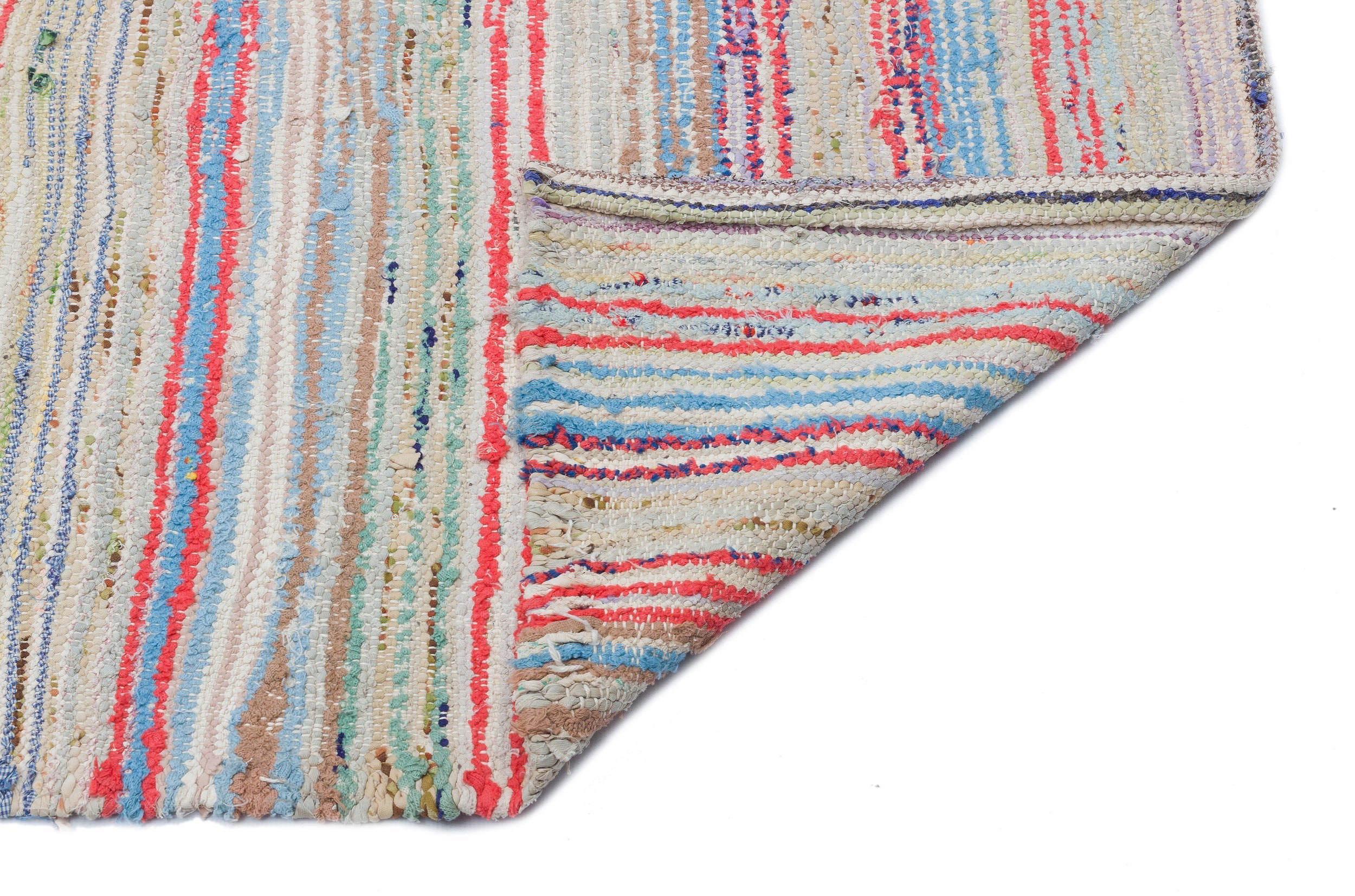 Girit Beige Striped Wool Handmade Area Rug 5'4" x 11'5"
