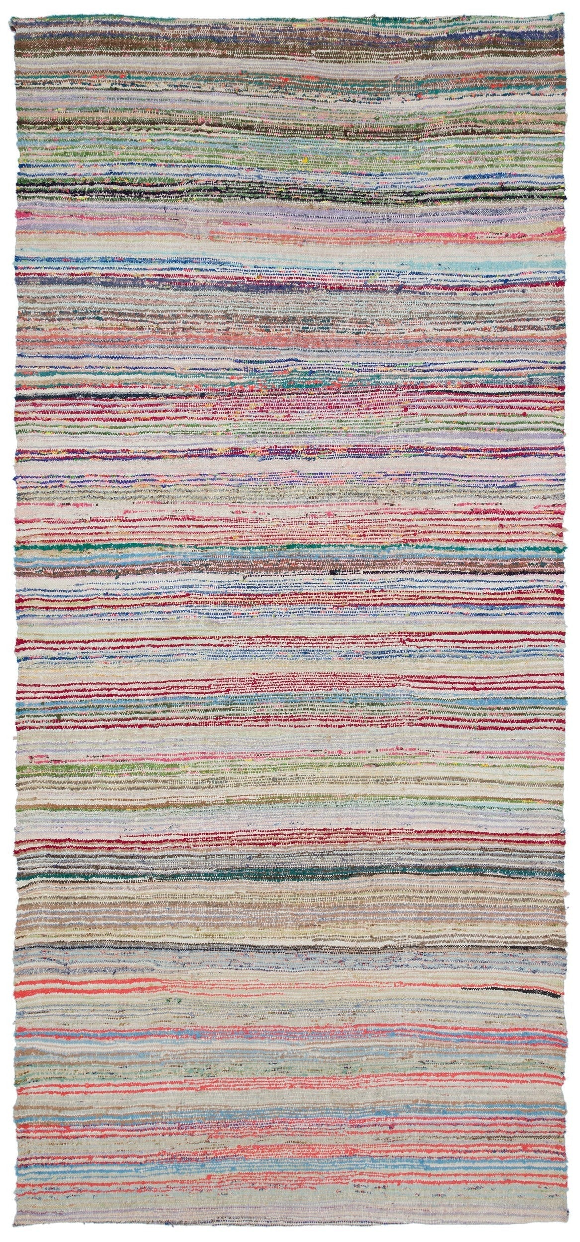 Girit Beige Striped Wool Handmade Area Rug 5'4" x 11'5"