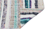 Girit Beige Striped Wool Handmade Area Rug 5'2" x 7'6"