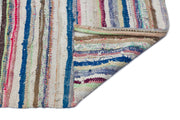 Girit Beige Striped Wool Handmade Area Rug 4'9" x 10'6"