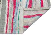 Girit Beige Striped Wool Handmade Area Rug 5'5" x 6'5"