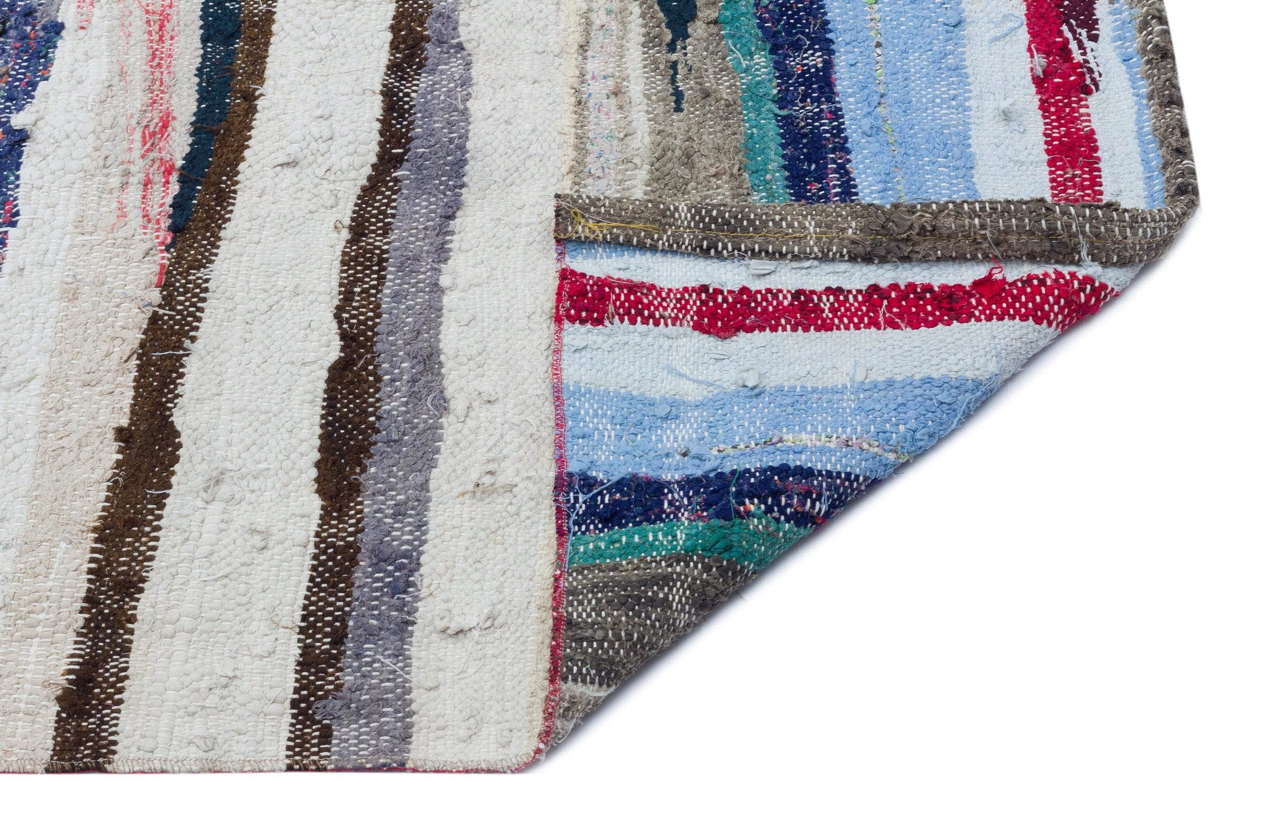 Girit Beige Striped Wool Handmade Area Rug 5'4" x 9'7"