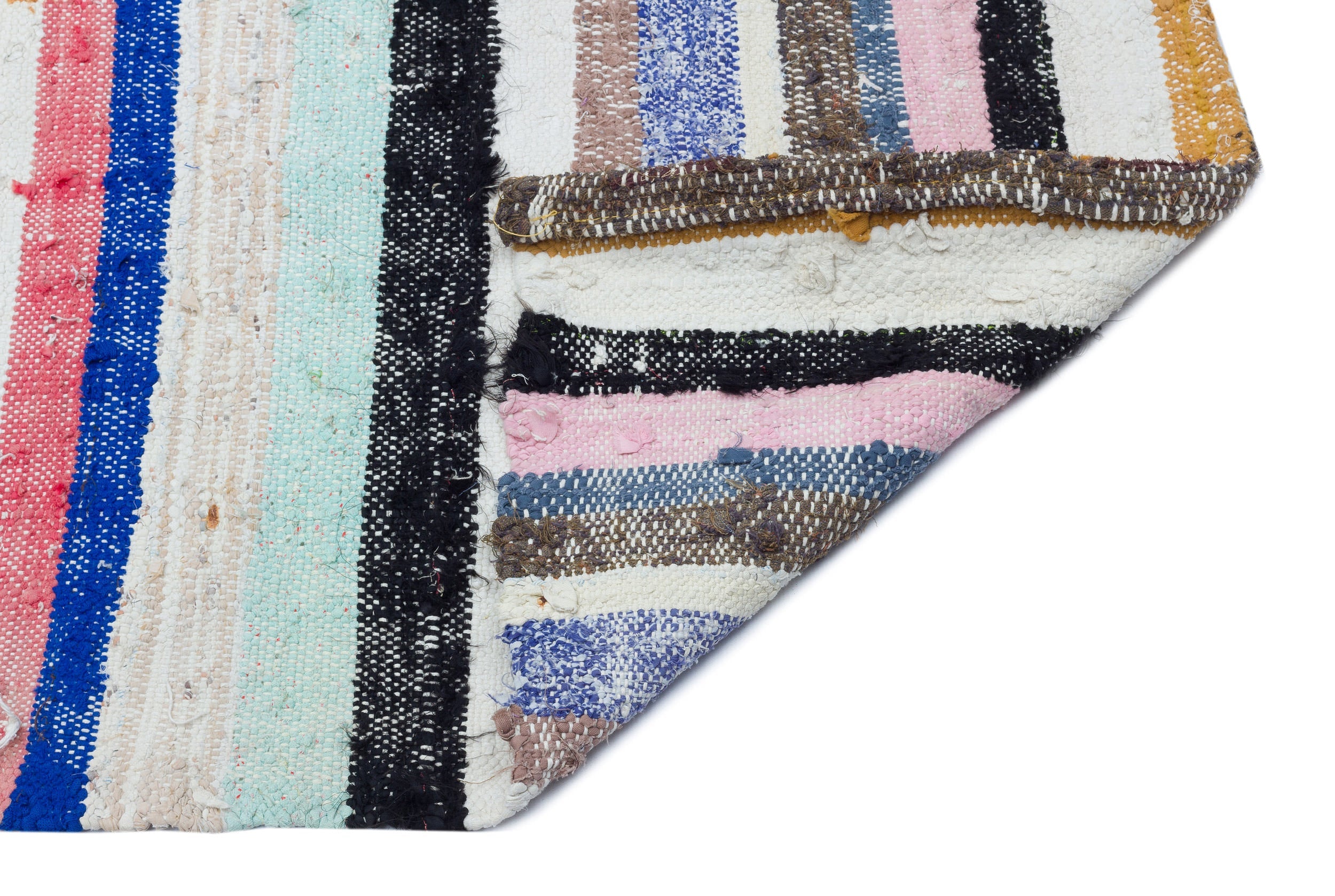 Girit Beige Striped Wool Handmade Area Rug 5'1" x 9'7"