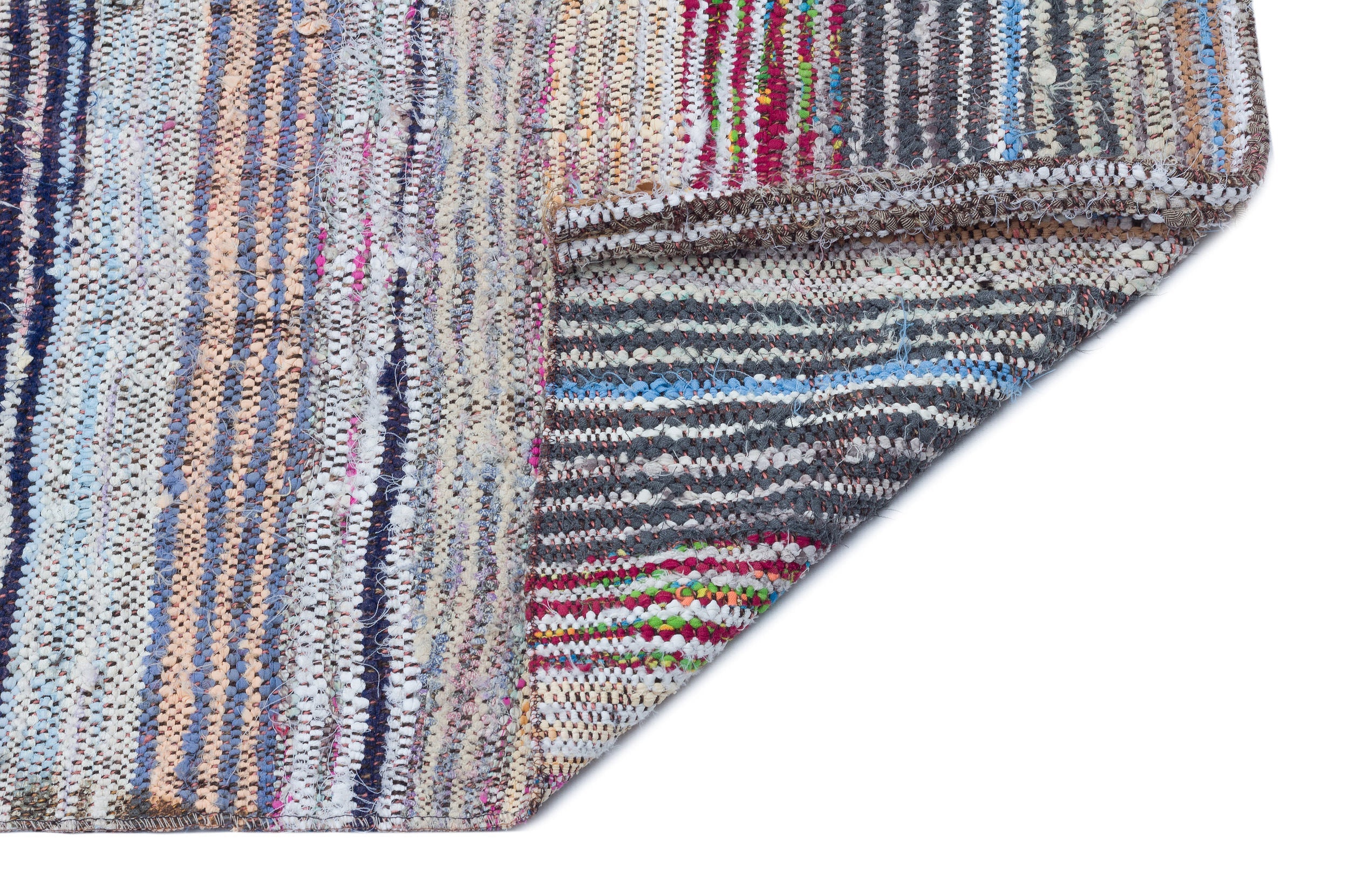 Girit Beige Striped Wool Handmade Area Rug 4'4" x 9'6"