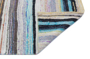 Girit Beige Striped Wool Handmade Area Rug 5'3" x 6'11"