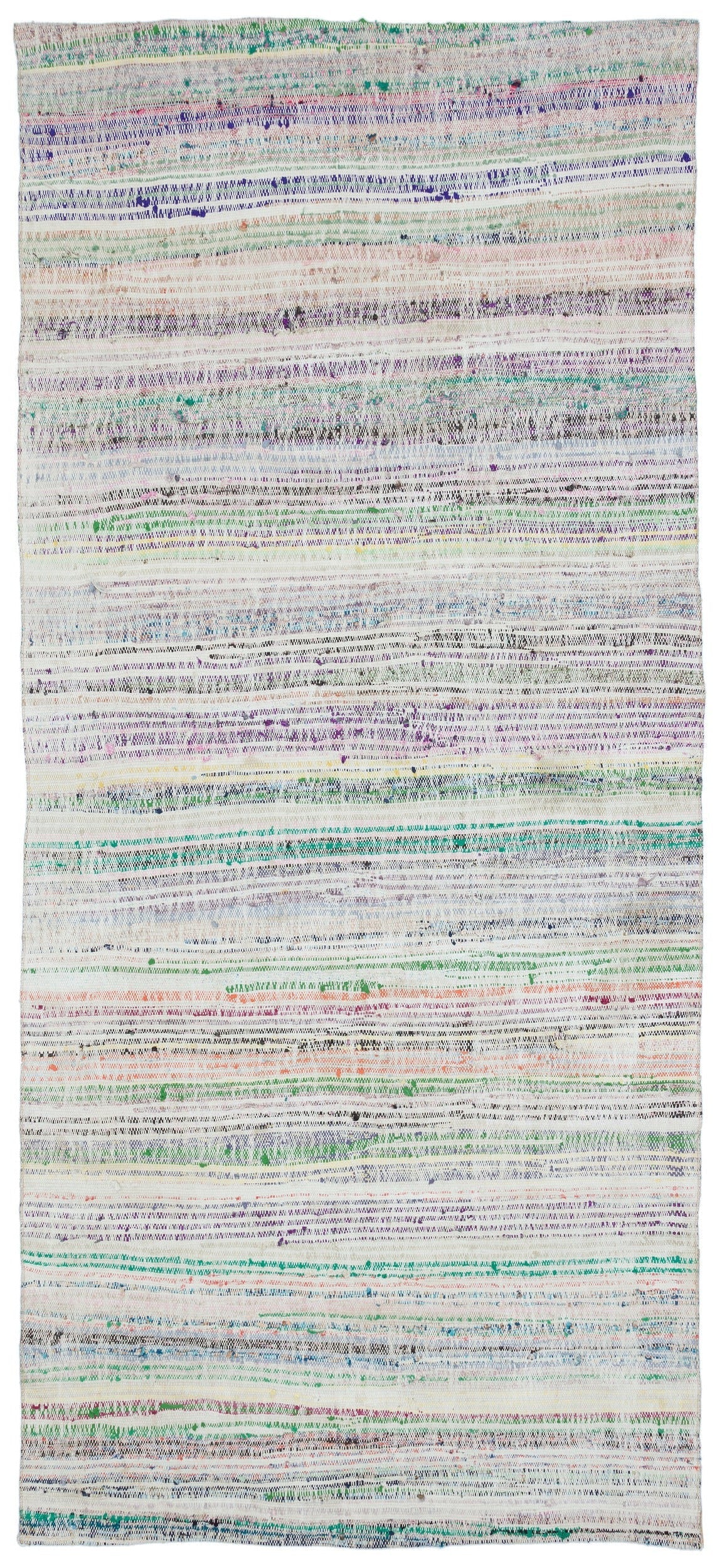 Girit Beige Striped Wool Handmade Area Rug 5'1" x 9'2"