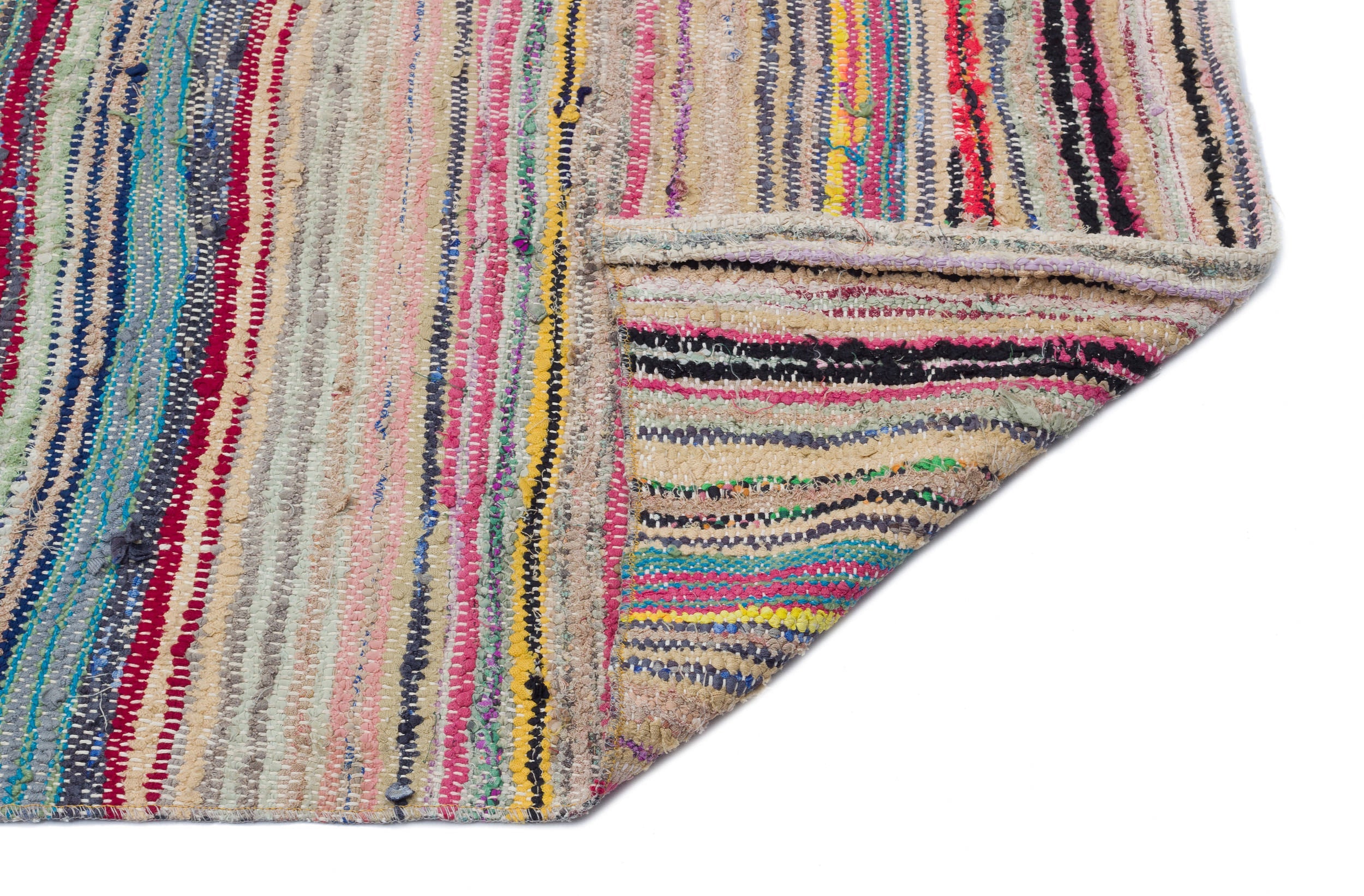 Girit Beige Striped Wool Handmade Area Rug 4'10" x 10'6"