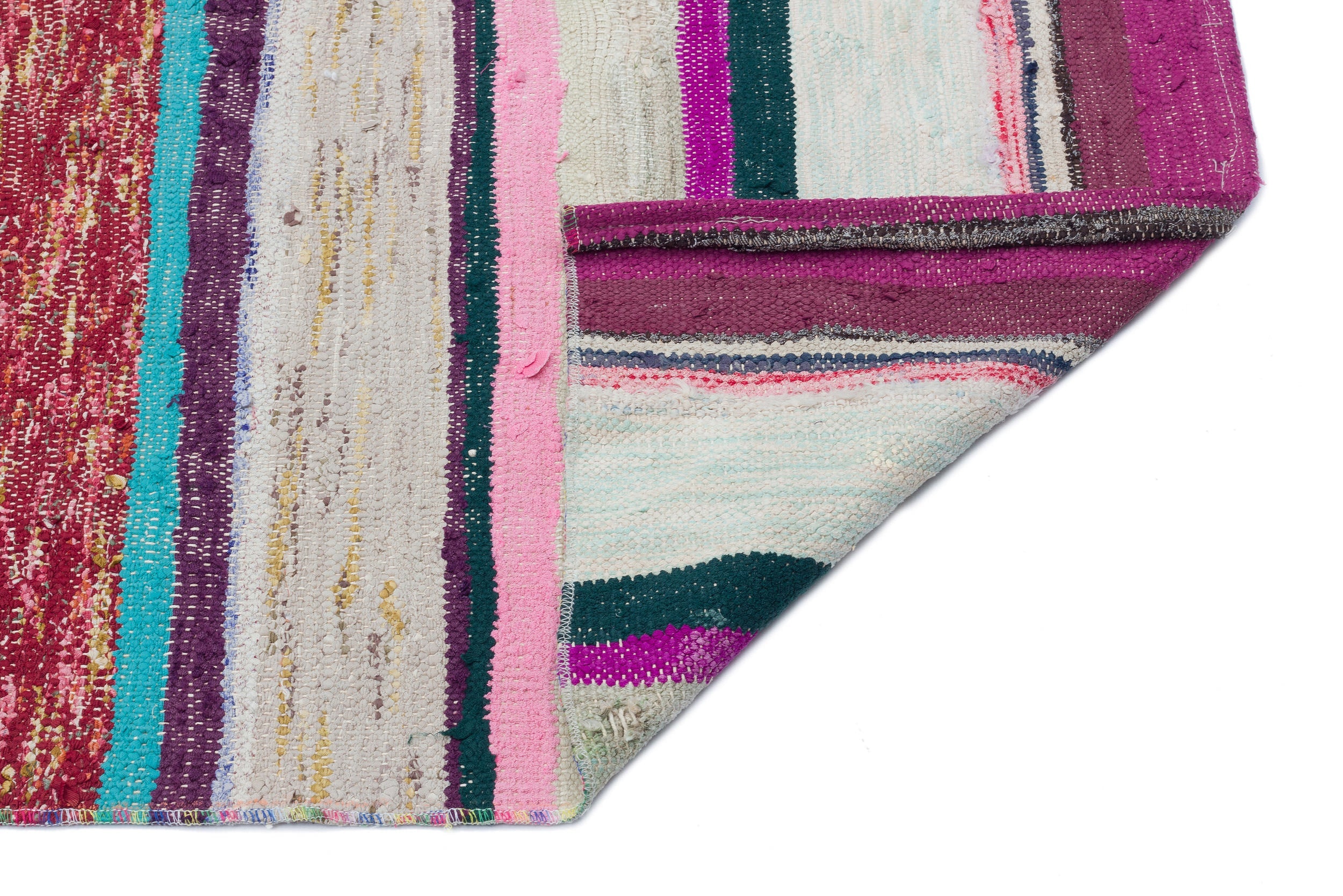 Girit Beige Striped Wool Handmade Area Rug 5'3" x 8'11"