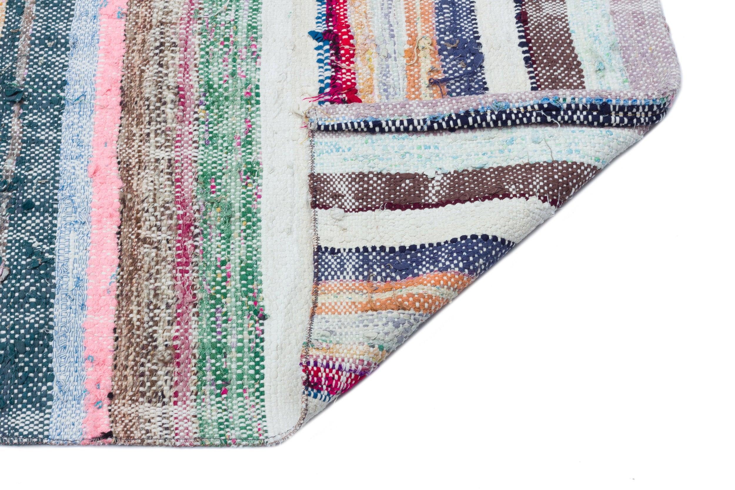 Girit Beige Striped Wool Handmade Area Rug 5'10" x 10'4"