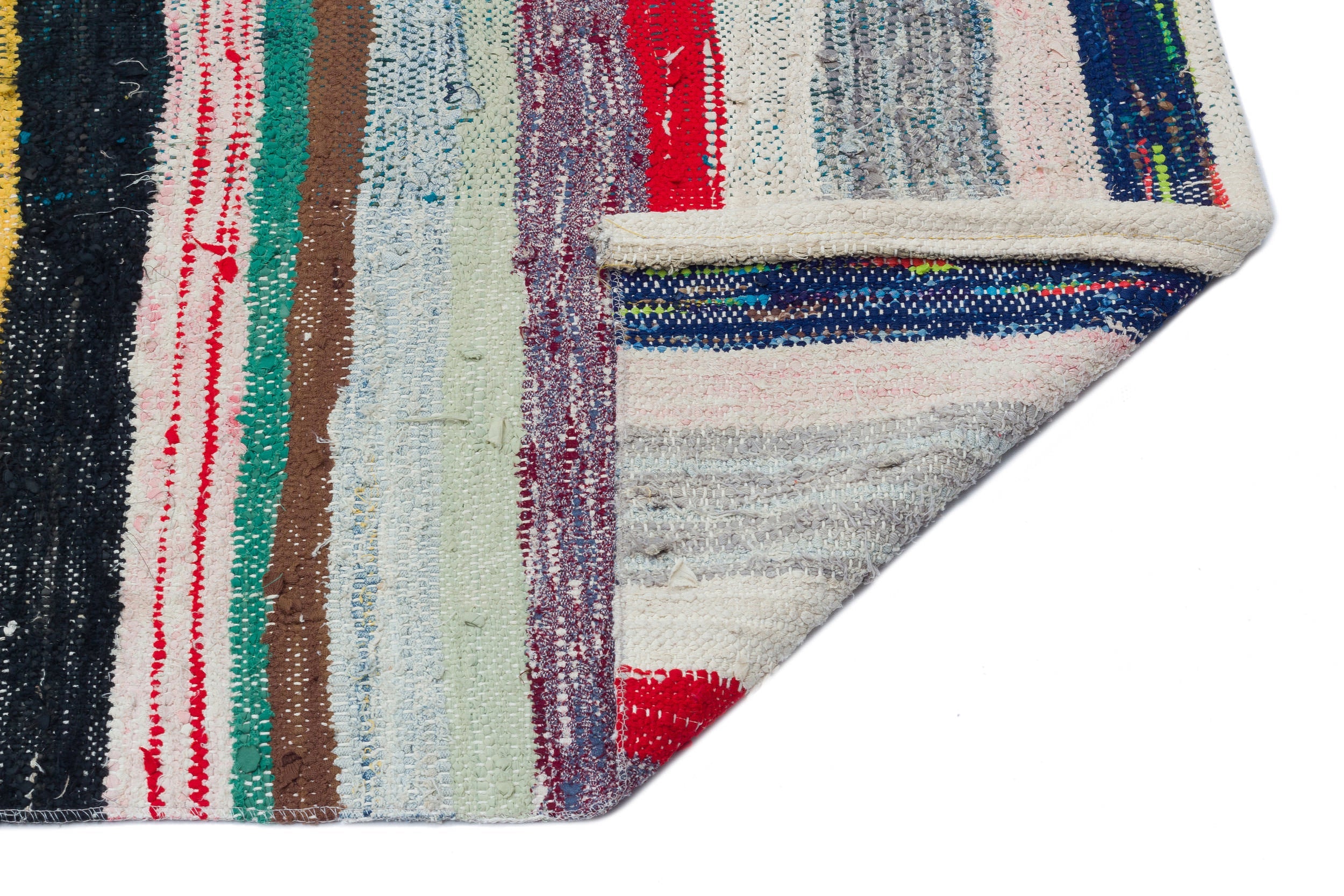 Girit Beige Striped Wool Handmade Area Rug 4'6" x 11'8"