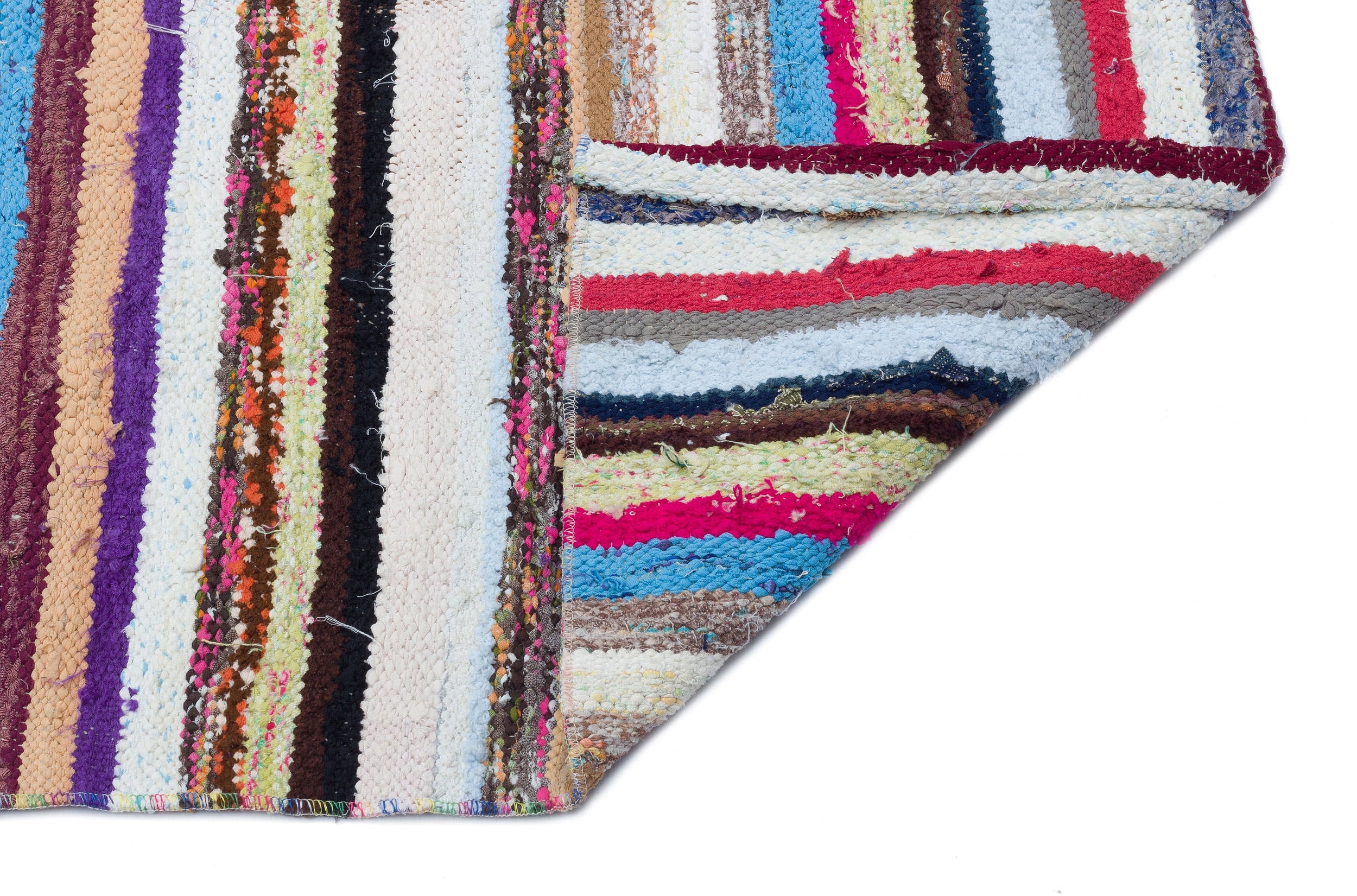 Girit Beige Striped Wool Handmade Area Rug 6'2" x 9'5"