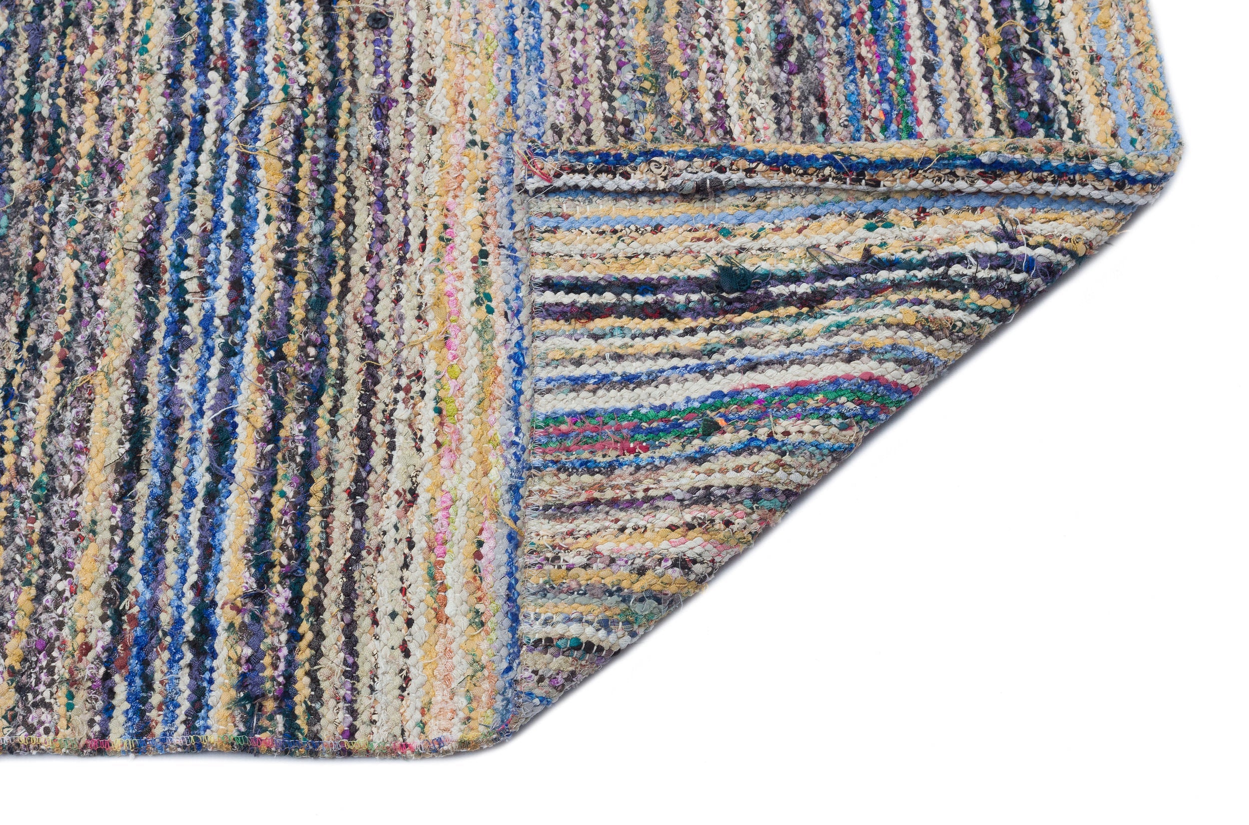 Girit Beige Striped Wool Handmade Area Rug 5'1" x 9'9"