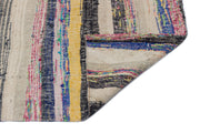 Girit Beige Striped Wool Handmade Area Rug 5'3" x 8'3"
