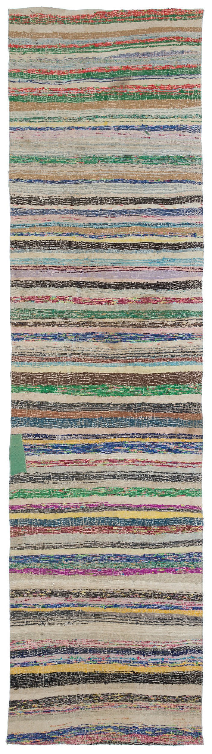 Girit Beige Striped Wool Handmade Area Rug 5'3" x 8'3"