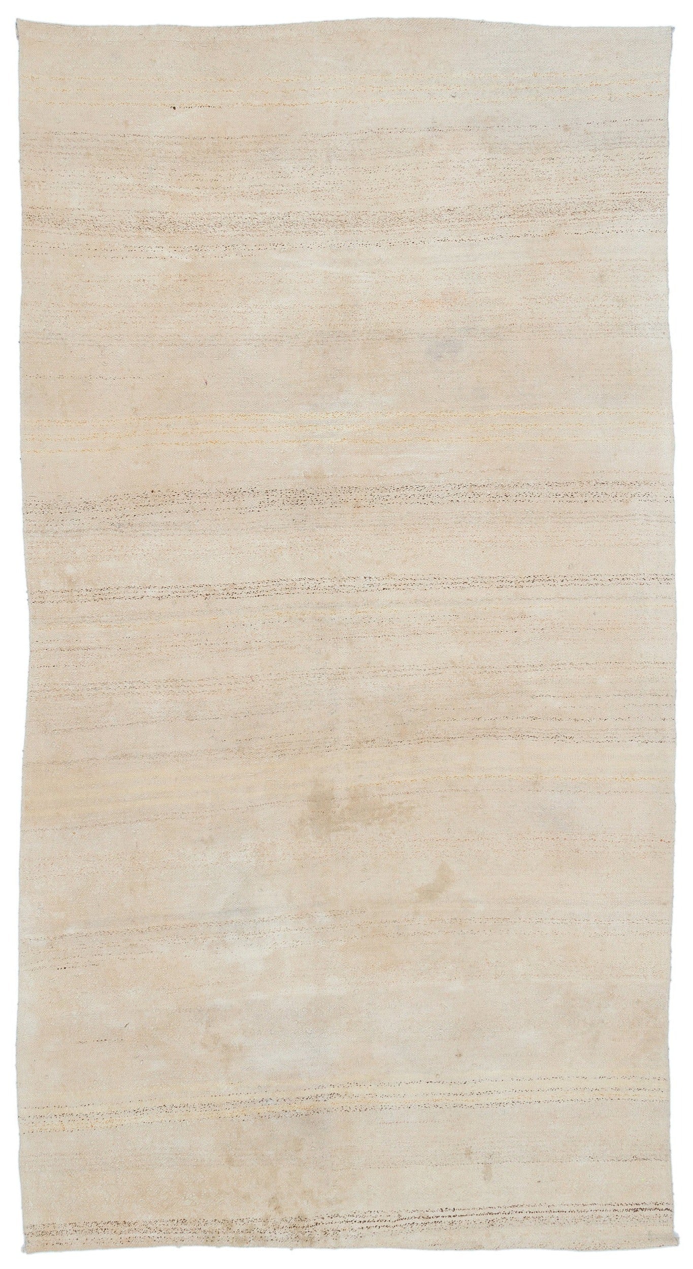 Girit Beige Striped Wool Handmade Area Rug 4'3" x 8'2"