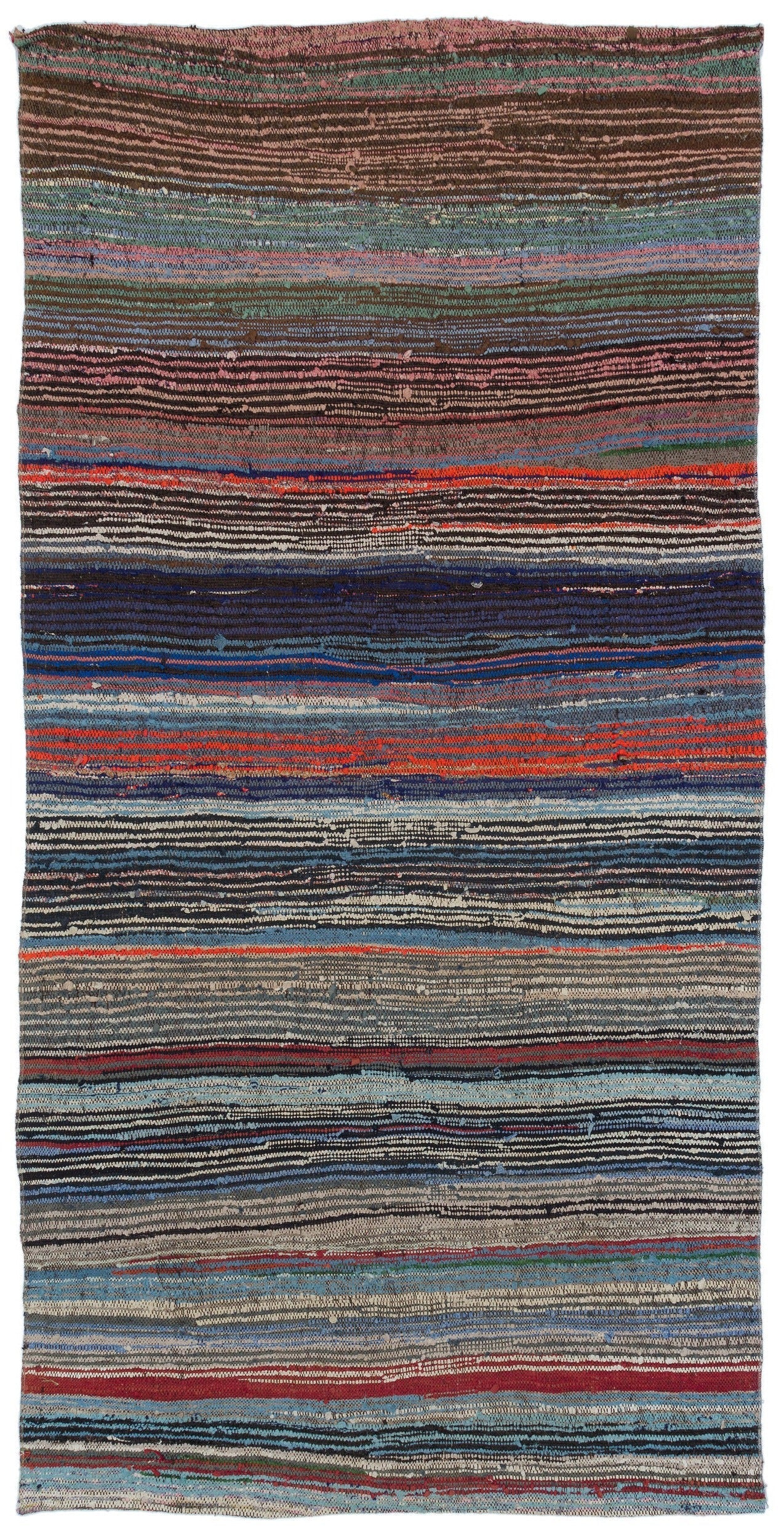 Girit Multy Striped Wool Handmade Area Rug 4'6" x 9'1"