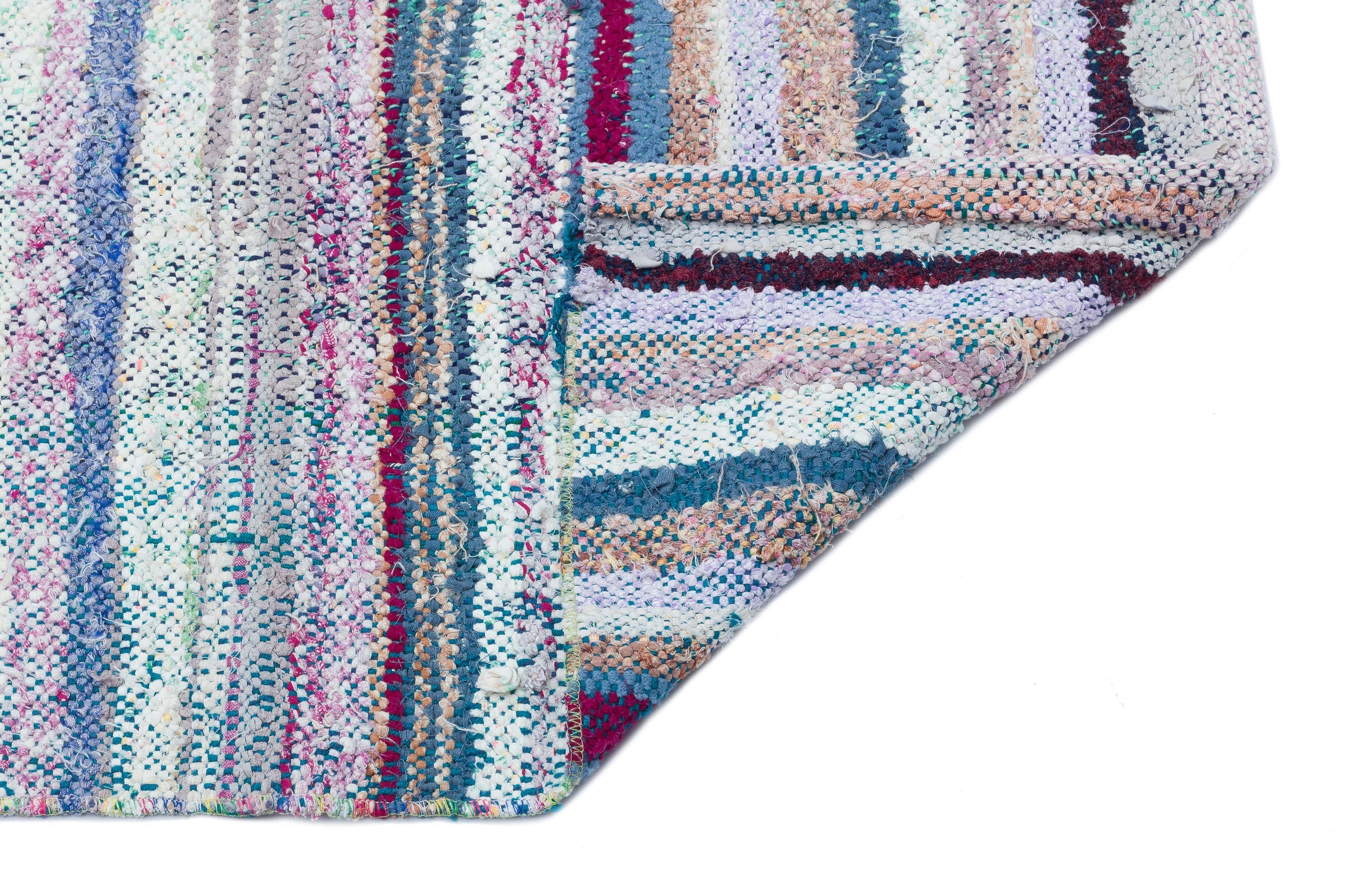 Girit Beige Striped Wool Handmade Area Rug 4'10" x 8'7"
